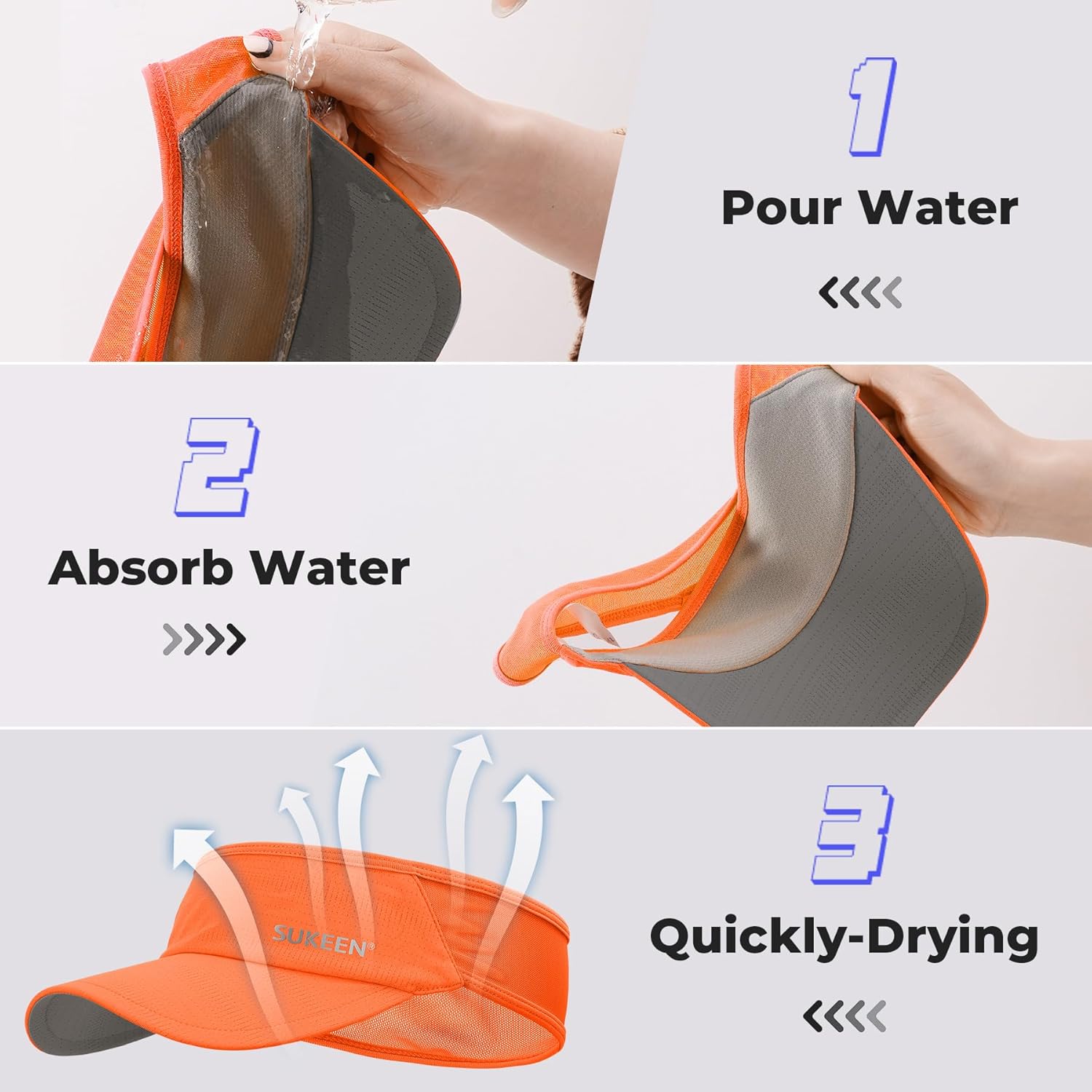 Thumbnail 3 de Sukeen Sun Visor Hat (UPF 50+ UV) – running, golf and sports cap with cooling elastic visor