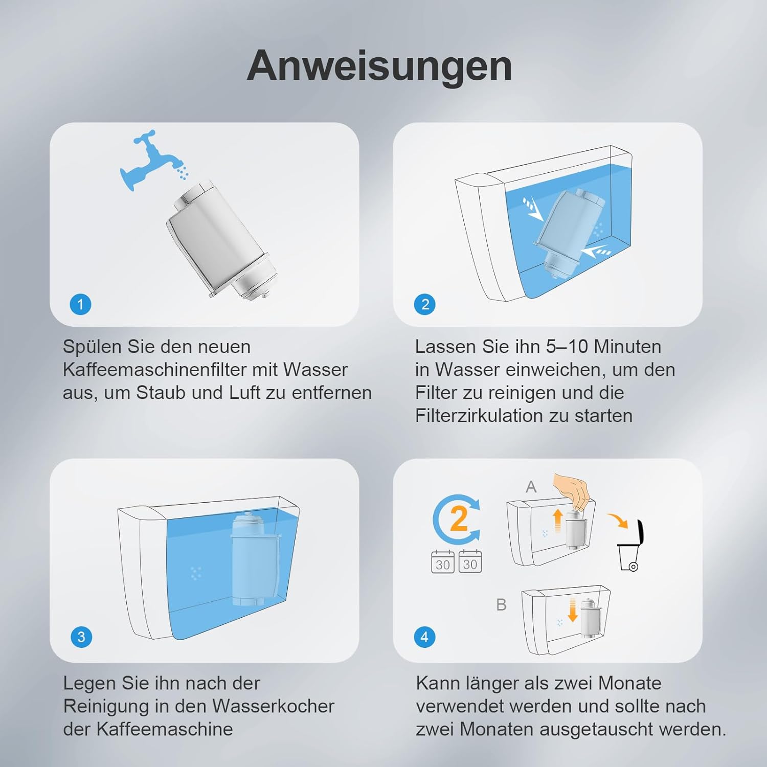 Thumbnail 6 de Mutital 8er-Pack Wasserfilter Ersatz für Siemens EQ / EQ3-EQ9 sowie kompatibel mit Bosch TCZ7003 & TCZ7033