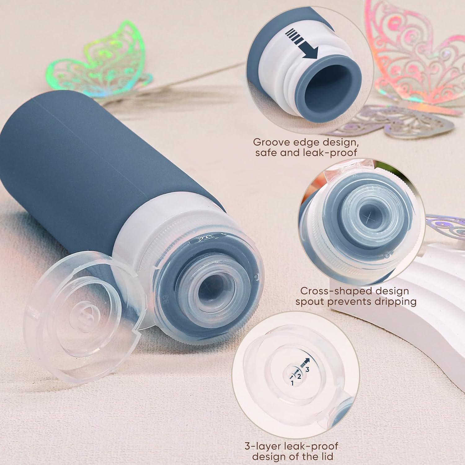 Detalle 2 de PLUSYES 26 Pezzi kit flaconi da viaggio 100ml