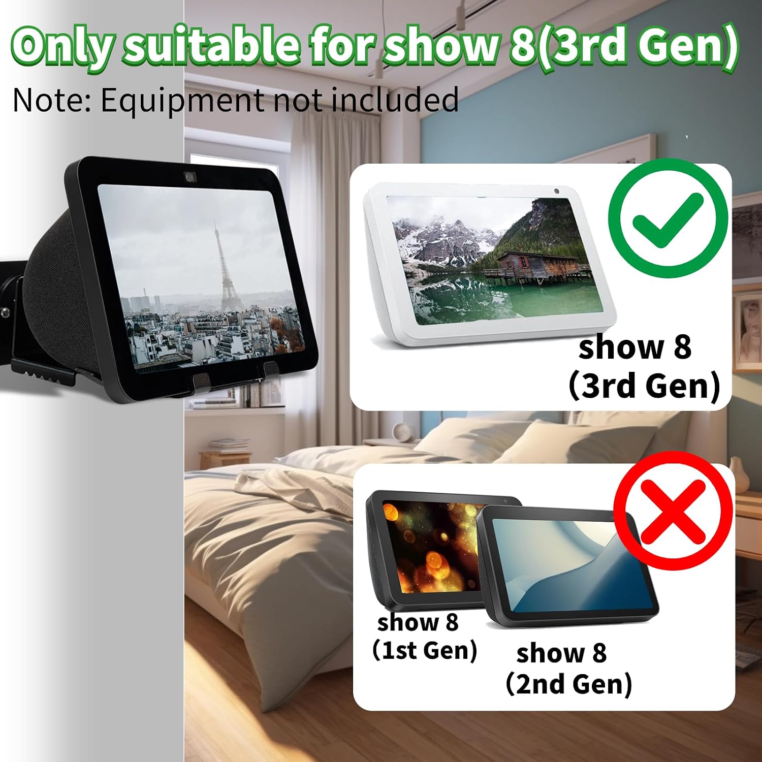 Detalle de Sh0w 8 3rd Gen Wall Mount Bracket by Shinar — 360° Swivel, 50° Tilt, Rubberised Mounting