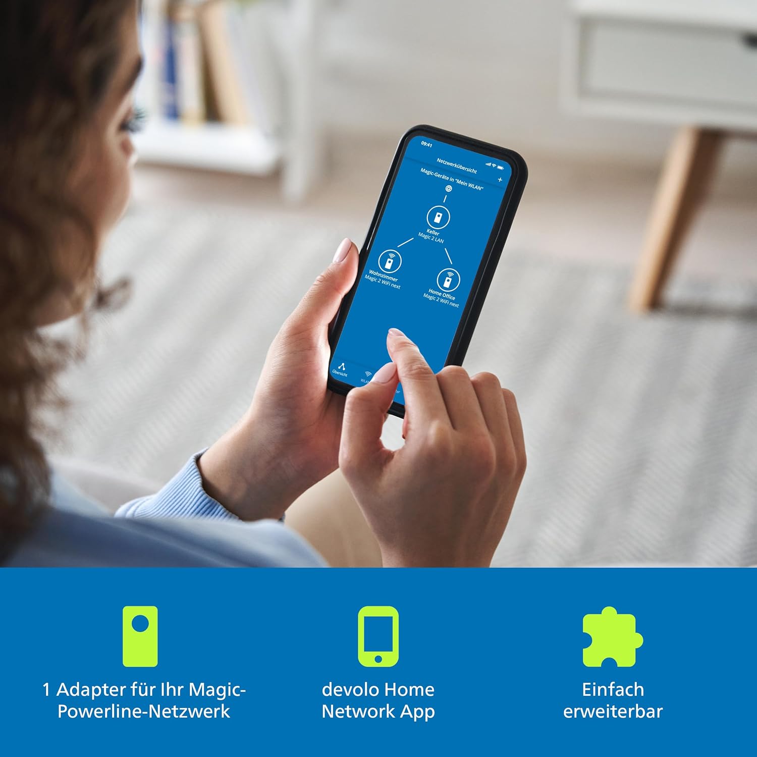 Thumbnail 2 de devolo Magic 2 WiFi next Erweiterungsadapter (WLAN Powerline) mit Mesh & 2× Gigabit LAN – weiß