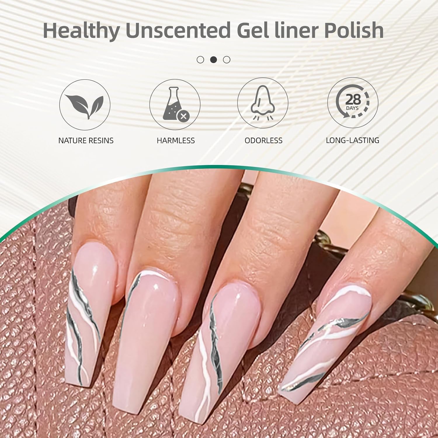Thumbnail 4 de Metallic Painting Gel Liner Argento 8 ml per nail art effetto mirror chrome UV/LED