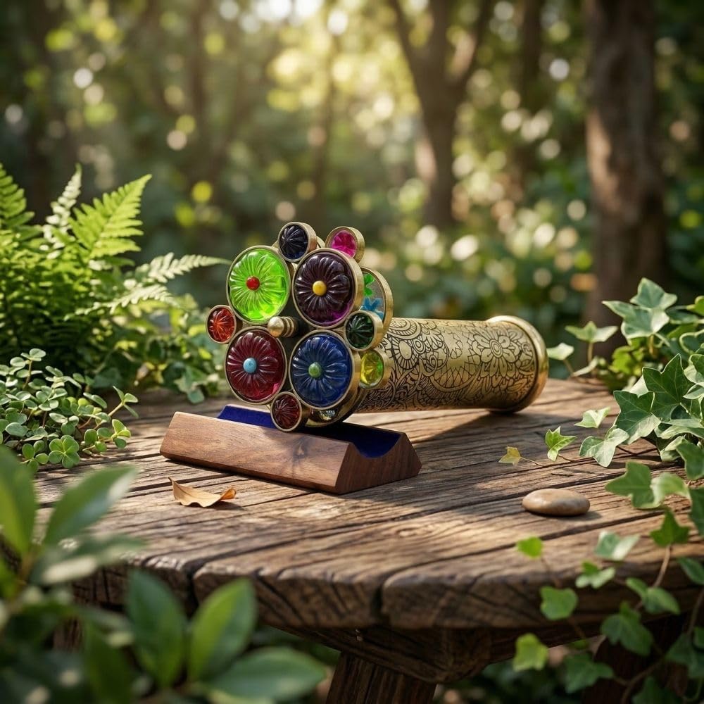 Thumbnail 6 de Handcrafted Etched Floral Pattern Lacquered Brass Kaleidoscope
