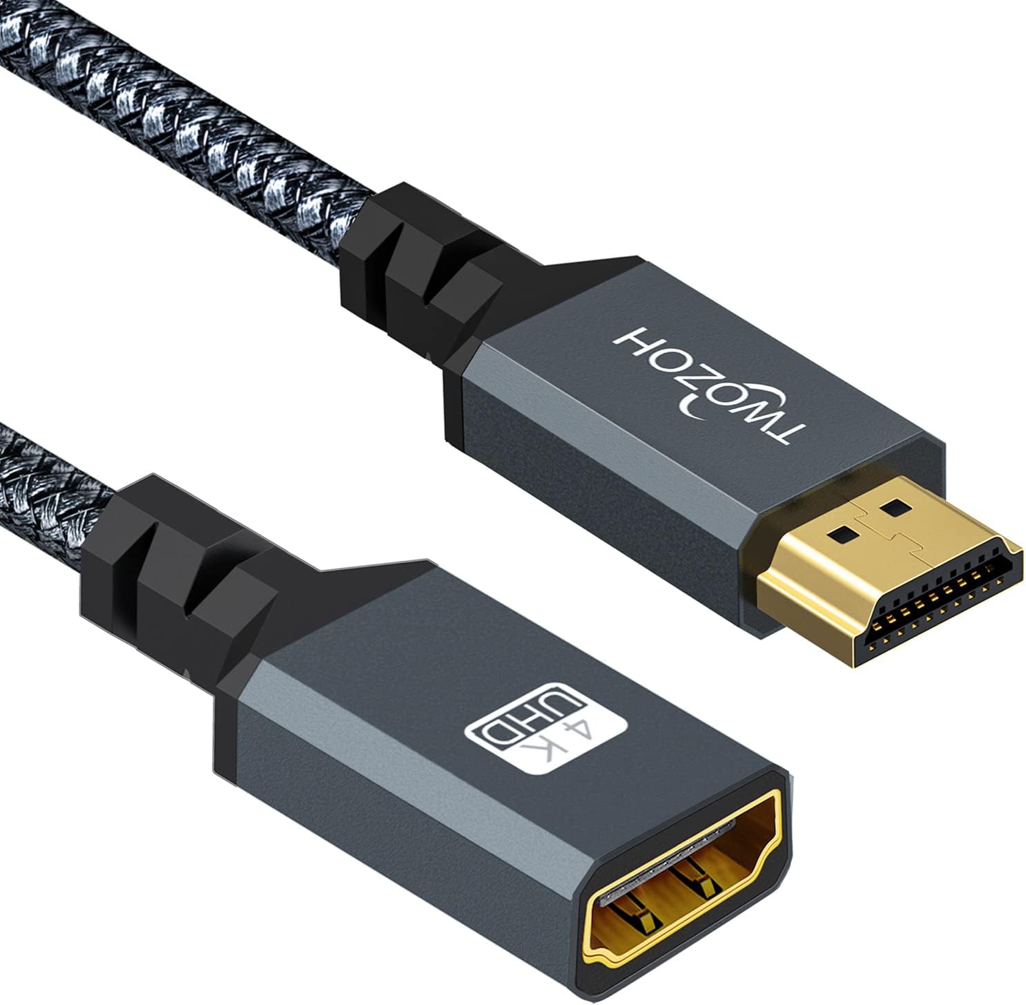 Detalle de Twozoh HDMI Extension Cable 1m – HDMI 2.0, 4K@60Hz, Nylon Braided