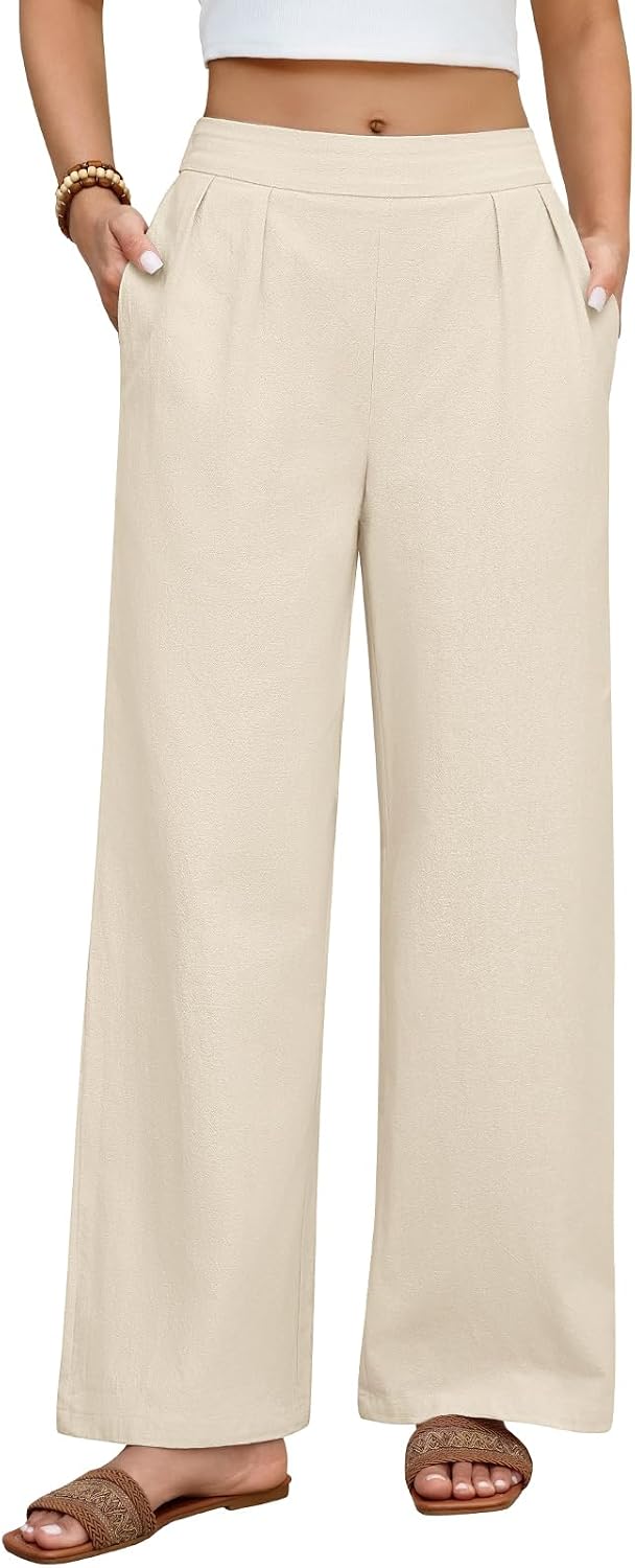 Detalle 2 de heekpek Damen Sommerhose aus Baumwolle – bequeme High-Waist Weite Bein, lässig und elegant