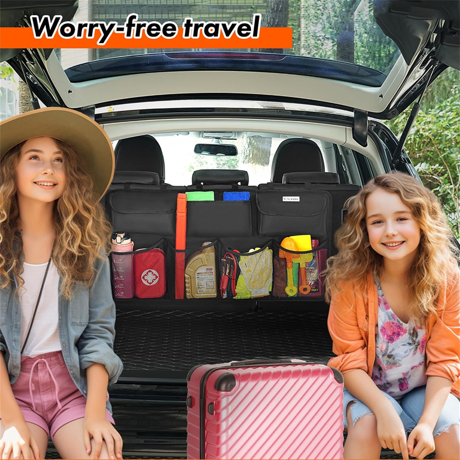 Detalle de COOFULL Car trunk organiser, 600D Oxford cloth