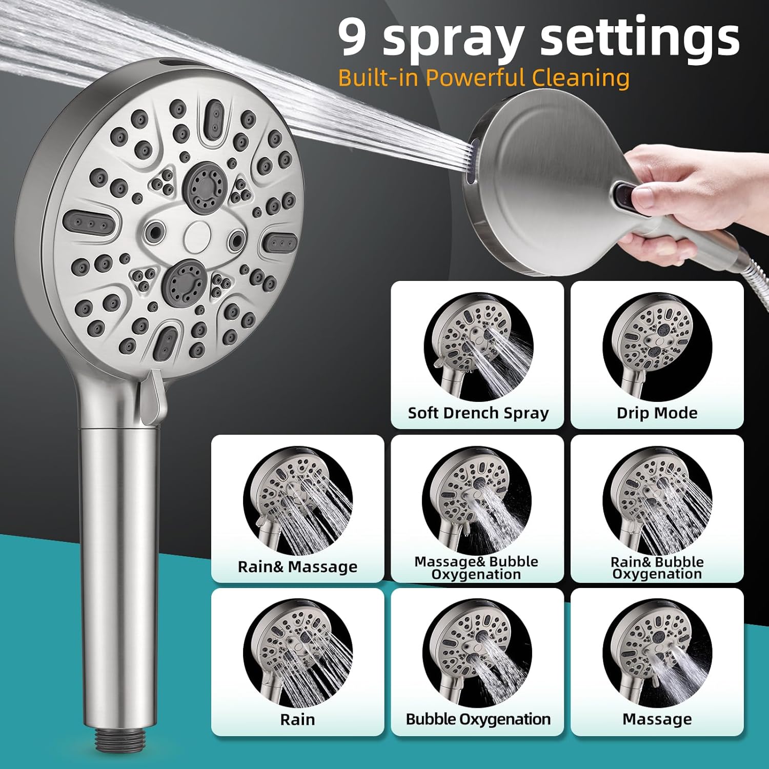 Thumbnail 1 de Cobbe Shower Head with 9 Spray Modes ⚙