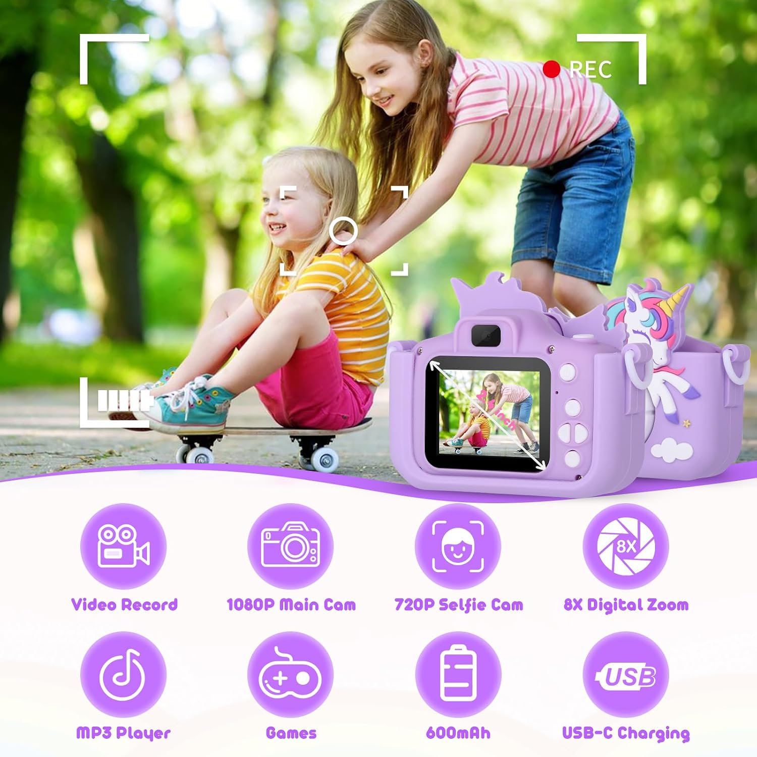 Thumbnail 1 de Kids Camera Unicorn 1080P Digital Camera 32GB