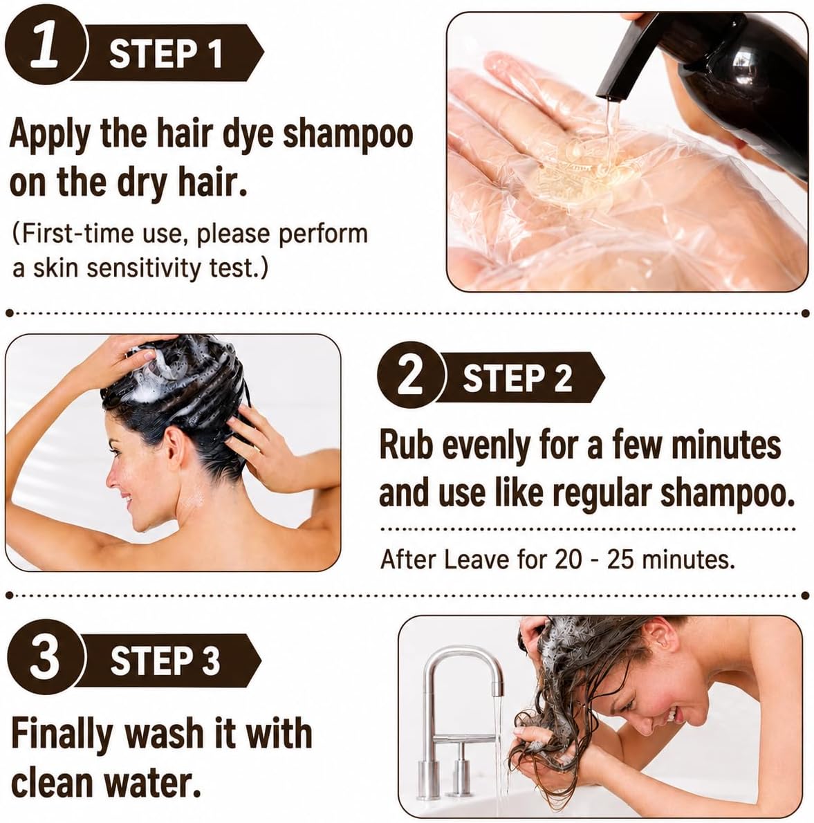 Thumbnail 2 de Shampooing Colorant Noir 3 en 1 – 500 ml pour Cheveux Brun Foncé