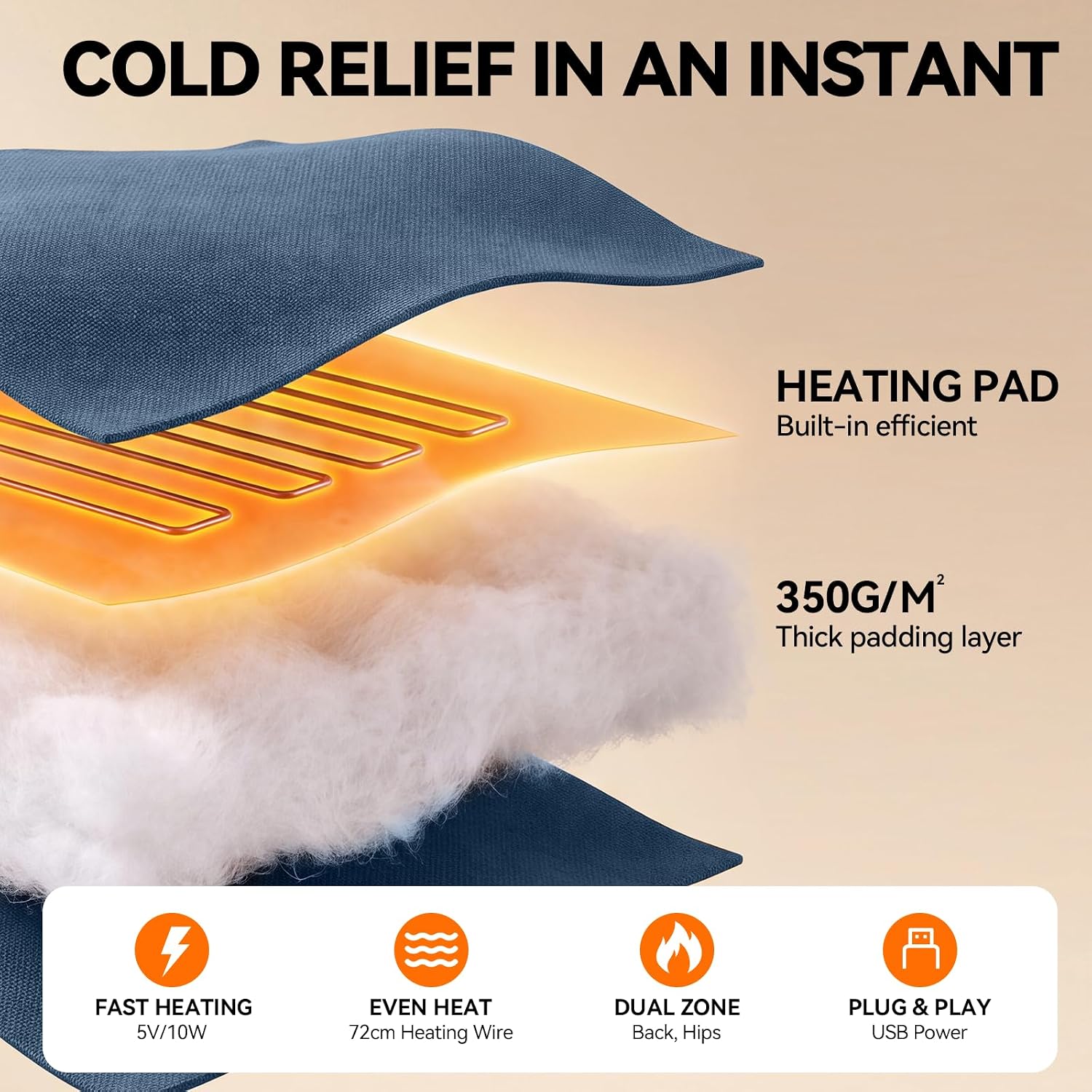 Thumbnail 4 de Huskfirm Heated Double Camping Chair, Blue, 3 Heat Settings