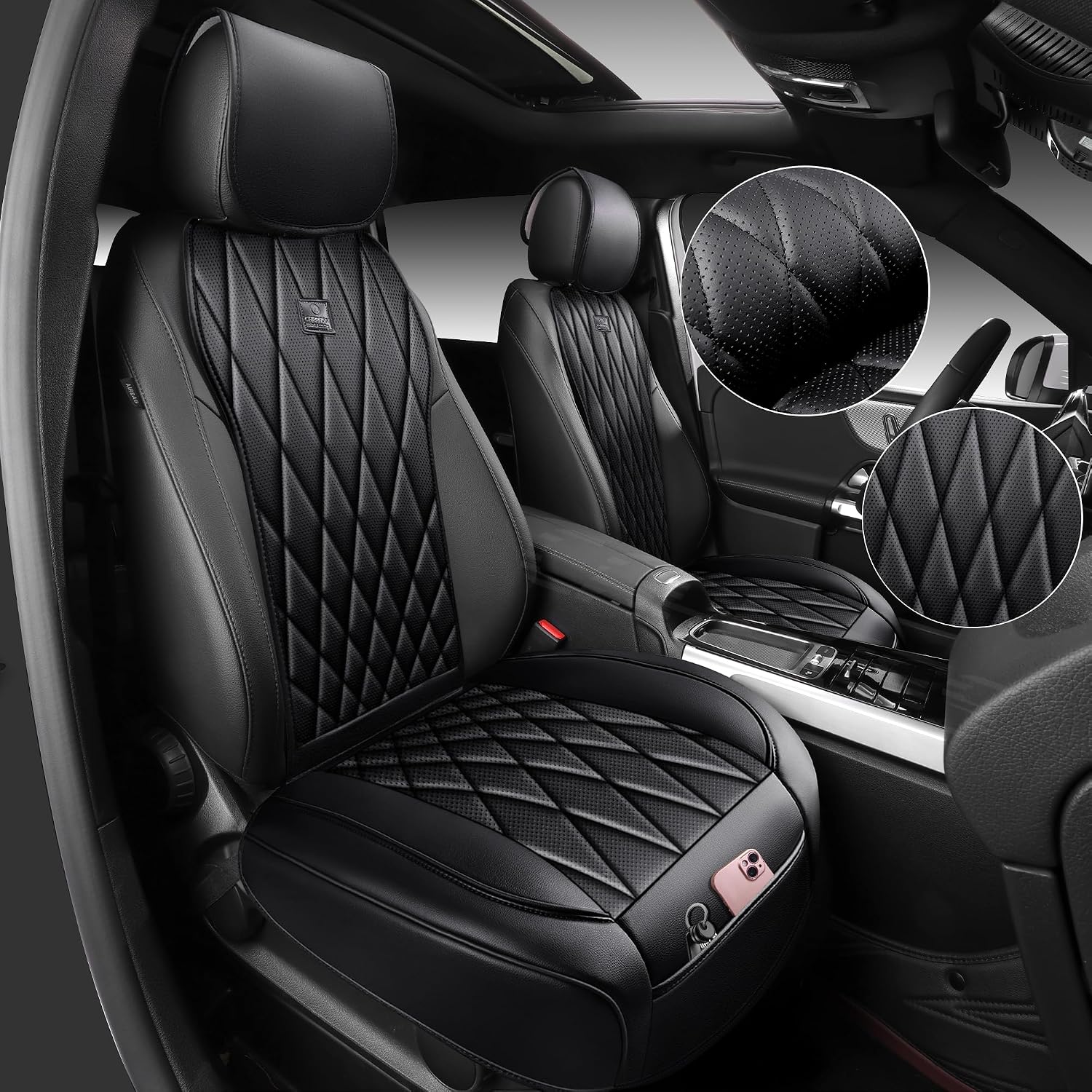 Detalle de CAR PASS Luxury Napa Leather Seat Covers 2 Pack