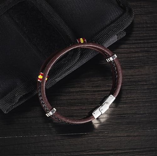 Thumbnail 8 de HOGALTHY pulsera España para hombre de cuero y acero inoxidable (21 cm) con cierre de seguridad