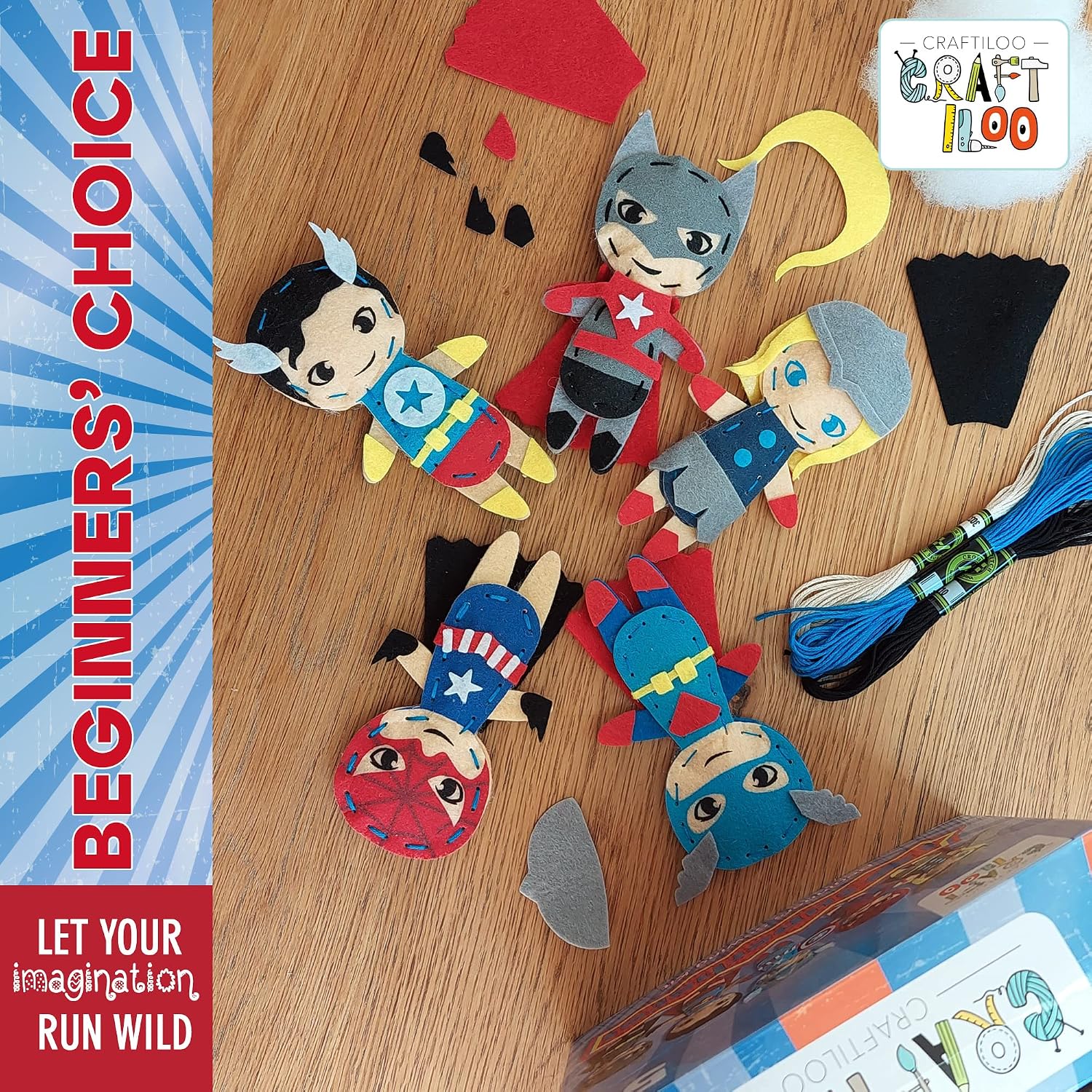 Detalle 2 de Superhero Sewing Kit for Kids, 5 Felt Projects