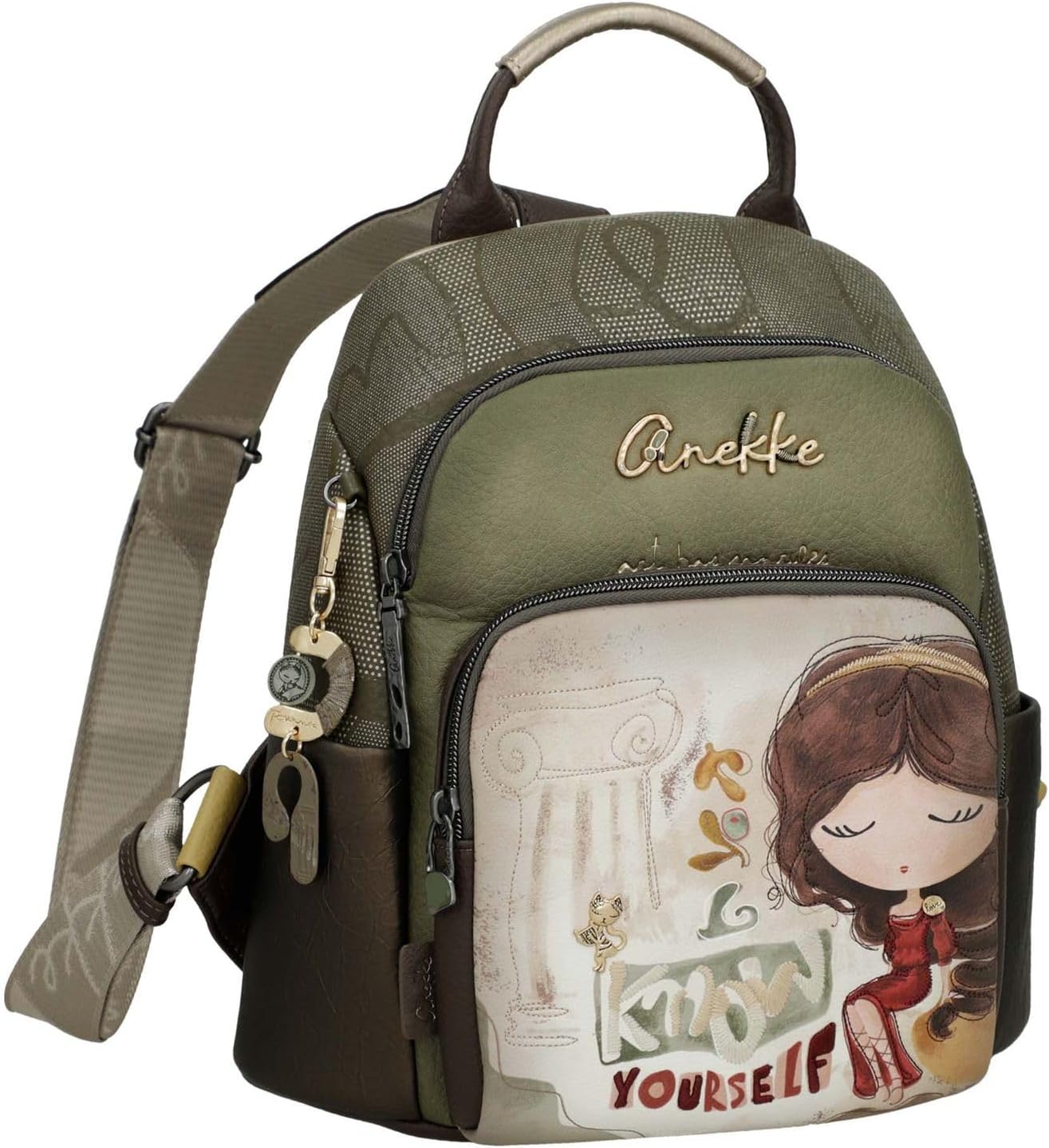 Detalle de Anekke Mochila con bolsillo frontal Muse: estilo inspirado en el arte para el día a día
