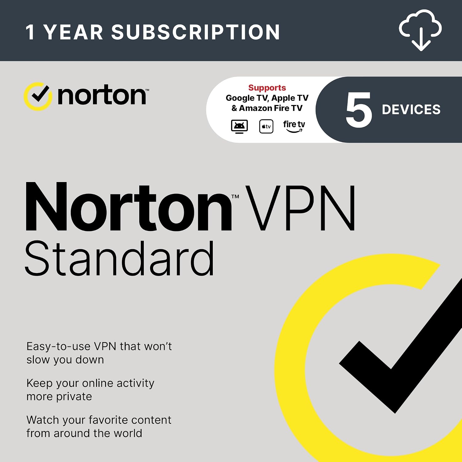 Detalle de Norton VPN Standard for Up to 5 Devices, with Auto-Connect and Location Switching