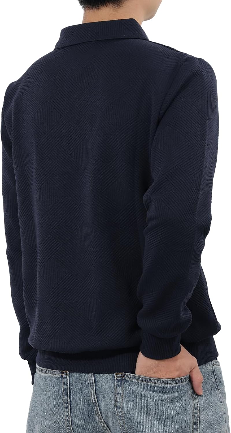Detalle de Pull homme en tricot à col rabattu zippé 1/4 Jywmsc