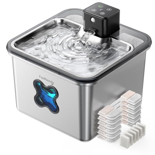 Detalle de FEELNEEDY Fuente para Gatos sin Cable con 6 Filtros y 3.2L: agua fresca al alcance de tu mascota