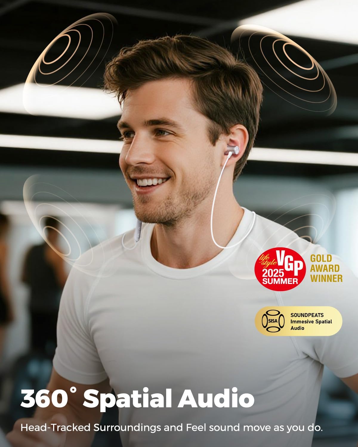 Detalle de SOUNDPEATS Q40 HD Sports Bluetooth Neckband Headphones, LDAC, IP67, 20-Hour Playtime