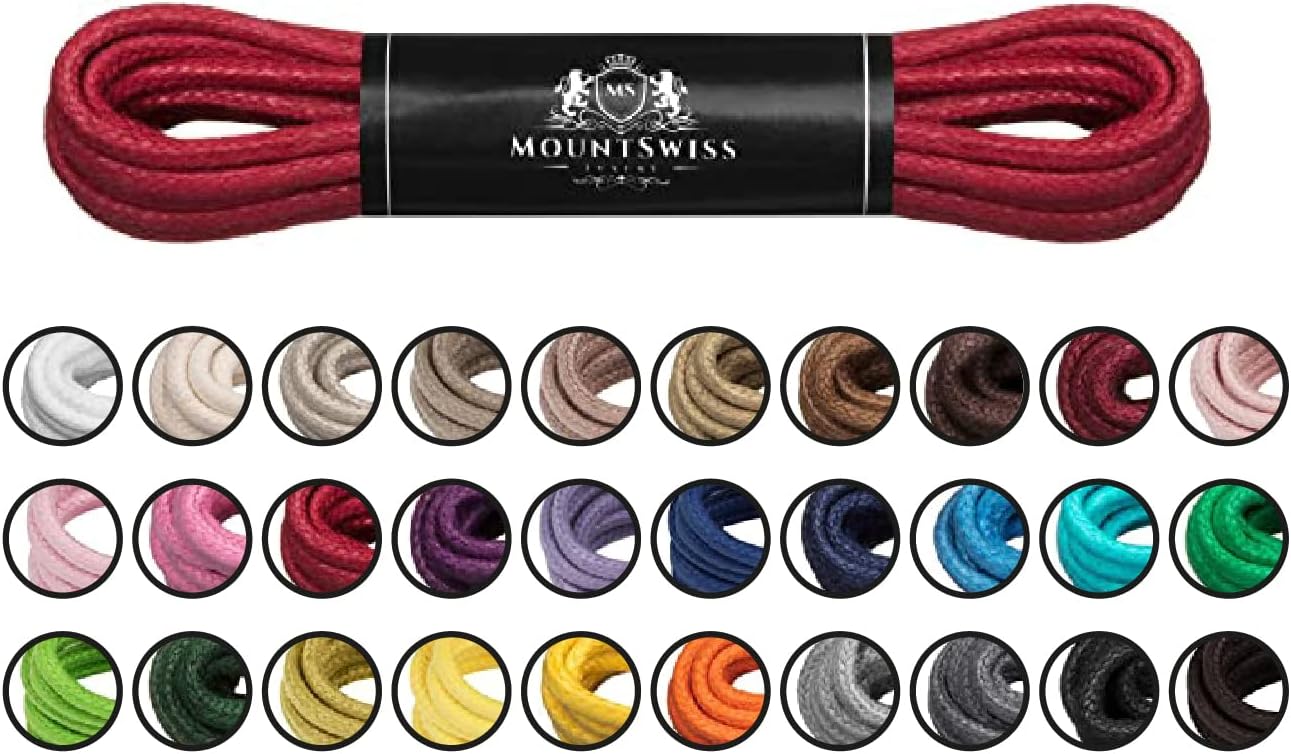 Thumbnail 4 de Lacets ronds cirés en coton tressé Mount Swiss (tailles 45 à 120 cm, Ø 2 & 3 mm) – unisexe