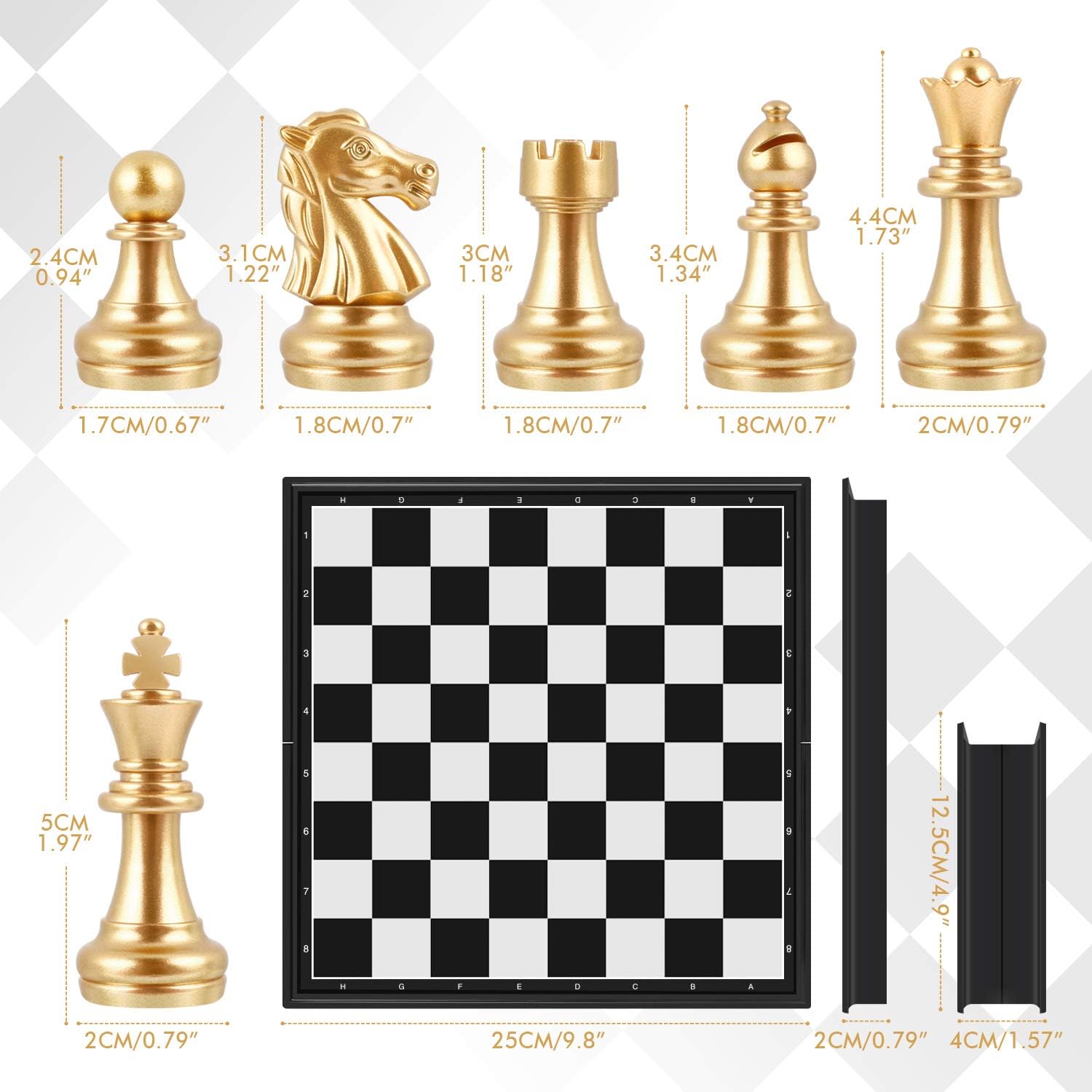 Thumbnail 2 de Peradix Magnetisches Einklappbares Schachbrett – Reise-Set für Kinder ab 6 Jahre und Erwachsene (Gold & Silber)