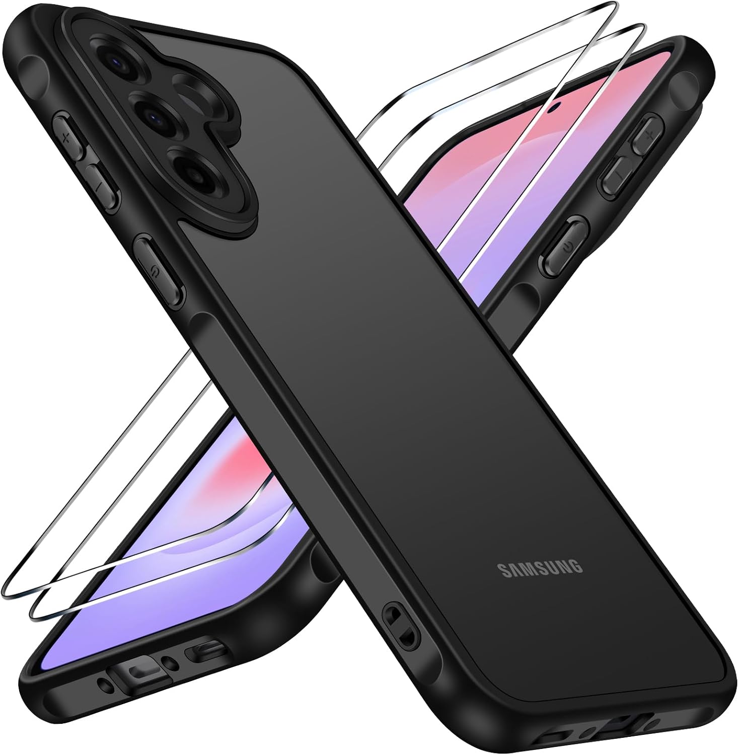 Detalle de ivoler Case for Samsung Galaxy A37 5G with 2 Tempered Glass Screen Protectors – Military-Grade Shockproof, Matte Back