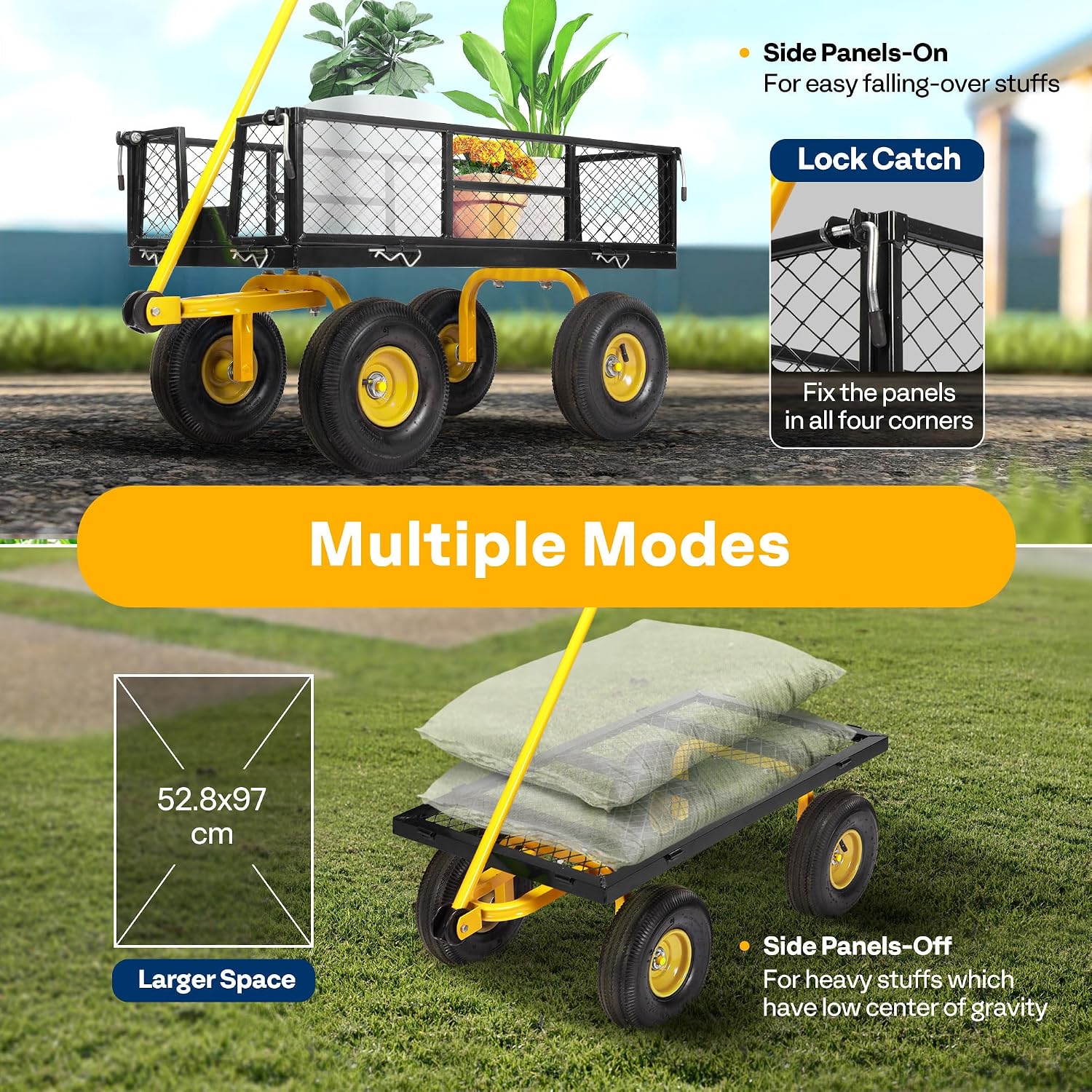 Detalle de VIVOHOME Hand Trolley 400kg Capacity: Heavy-Duty Garden Cart for Hard Work
