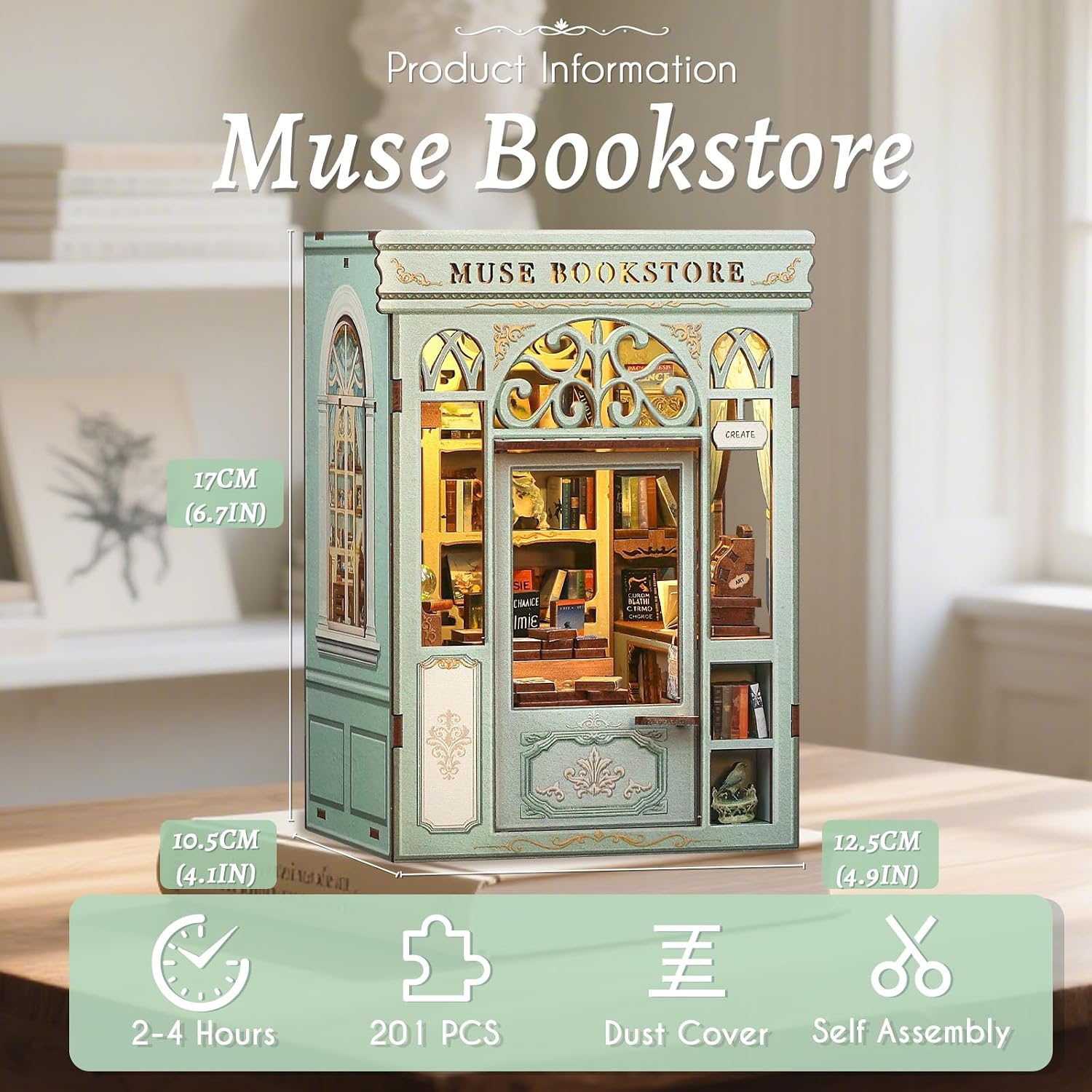 Thumbnail 6 de Fsolis Book Nook Puppenhaus zum Selbstaufbauen – DIY mit LED-Licht, Dekoration und Bibliothek