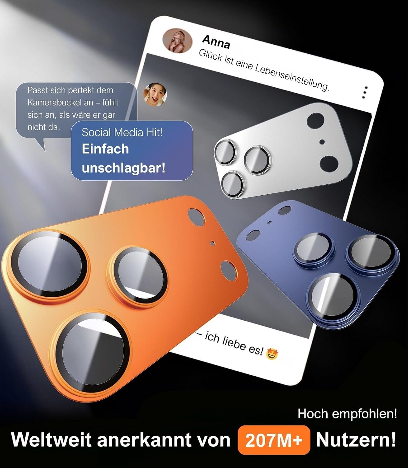 Detalle 2 de TORRAS Kameraschutz für iPhone 17 Pro Max – 9H+-Glas, kratzfest, HD-klar, einfache Montage (blau)