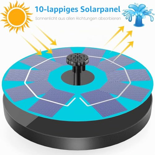 Thumbnail 6 de AISITIN 3W Solar Springbrunnen für Außen mit 1200 mAh Akku und 10 Effekte – zuverlässiger Solarbrunnen für Garten und Teich