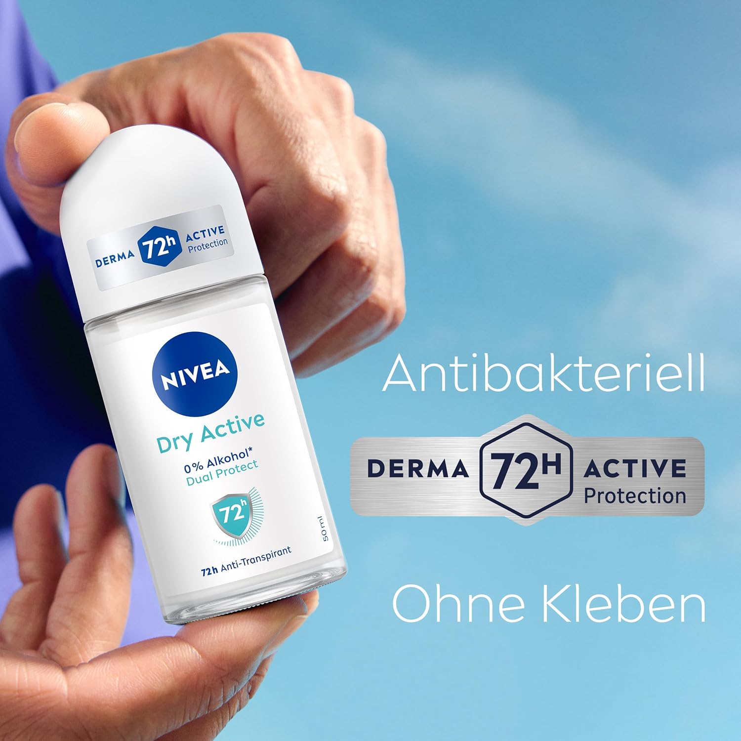 Thumbnail 3 de NIVEA Dry Active Deo Roll-On - 72h Schutz, Antitranspirant mit Dual Protect Formel (50 ml)
