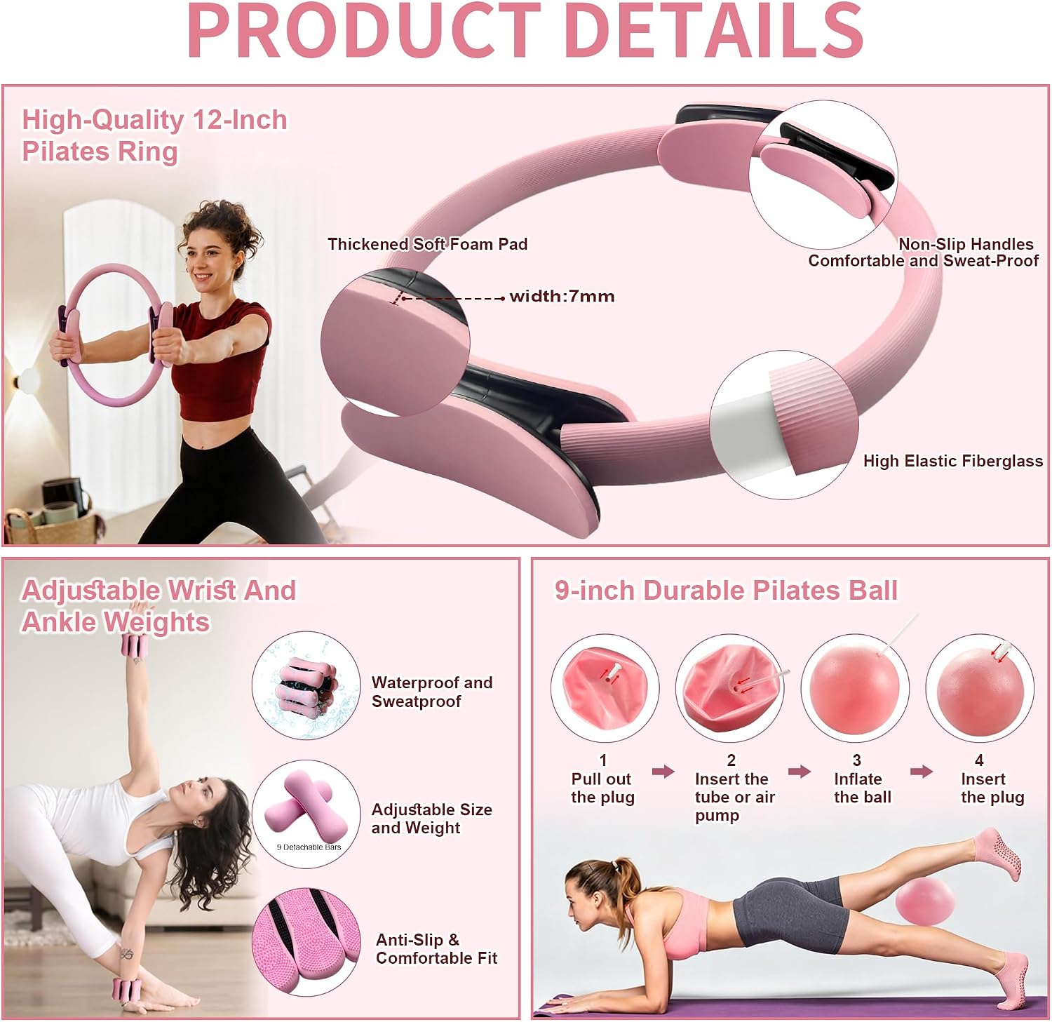 Detalle 2 de KANGFITER Pilates Equipment Kit with Resistance Bands