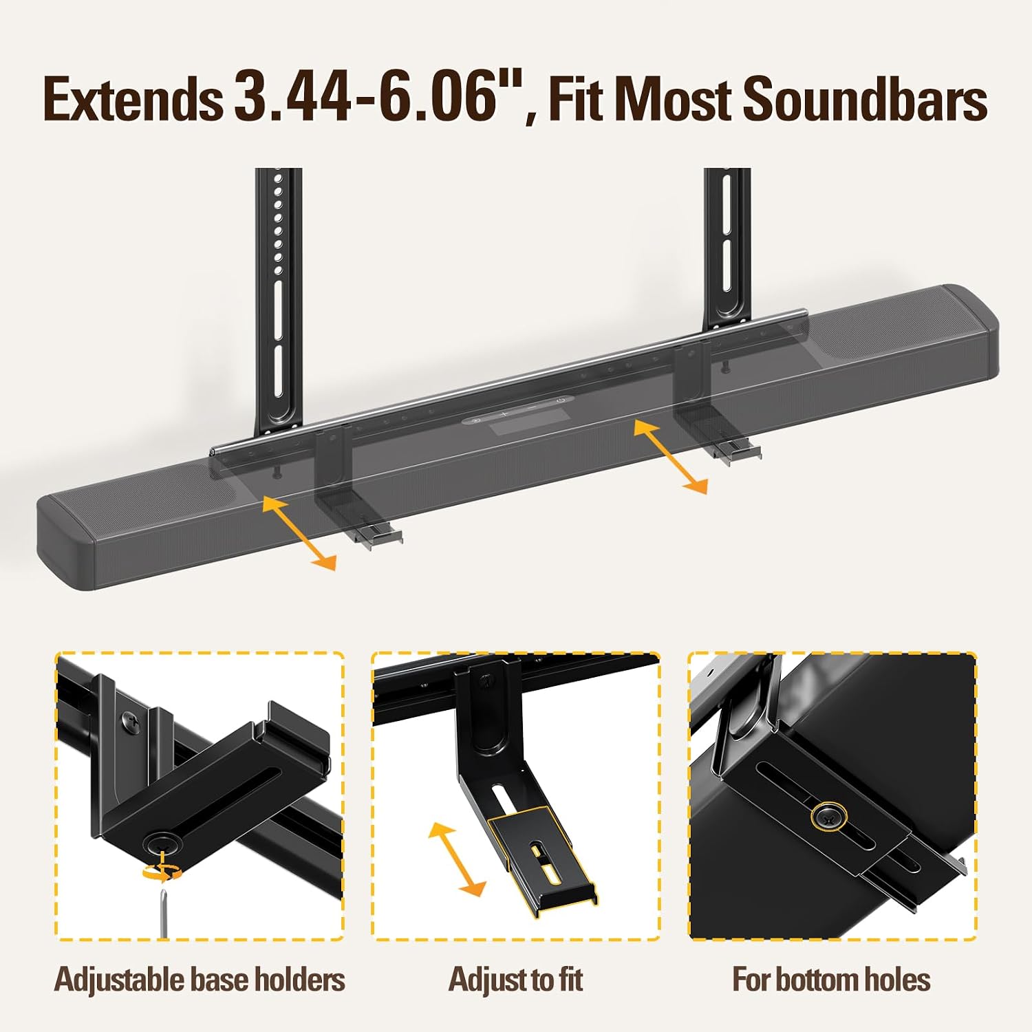 Detalle 1 de Mounting Dream MD5428 Soundbar Mount, Adjustable Holder, Up to 26.5 lb