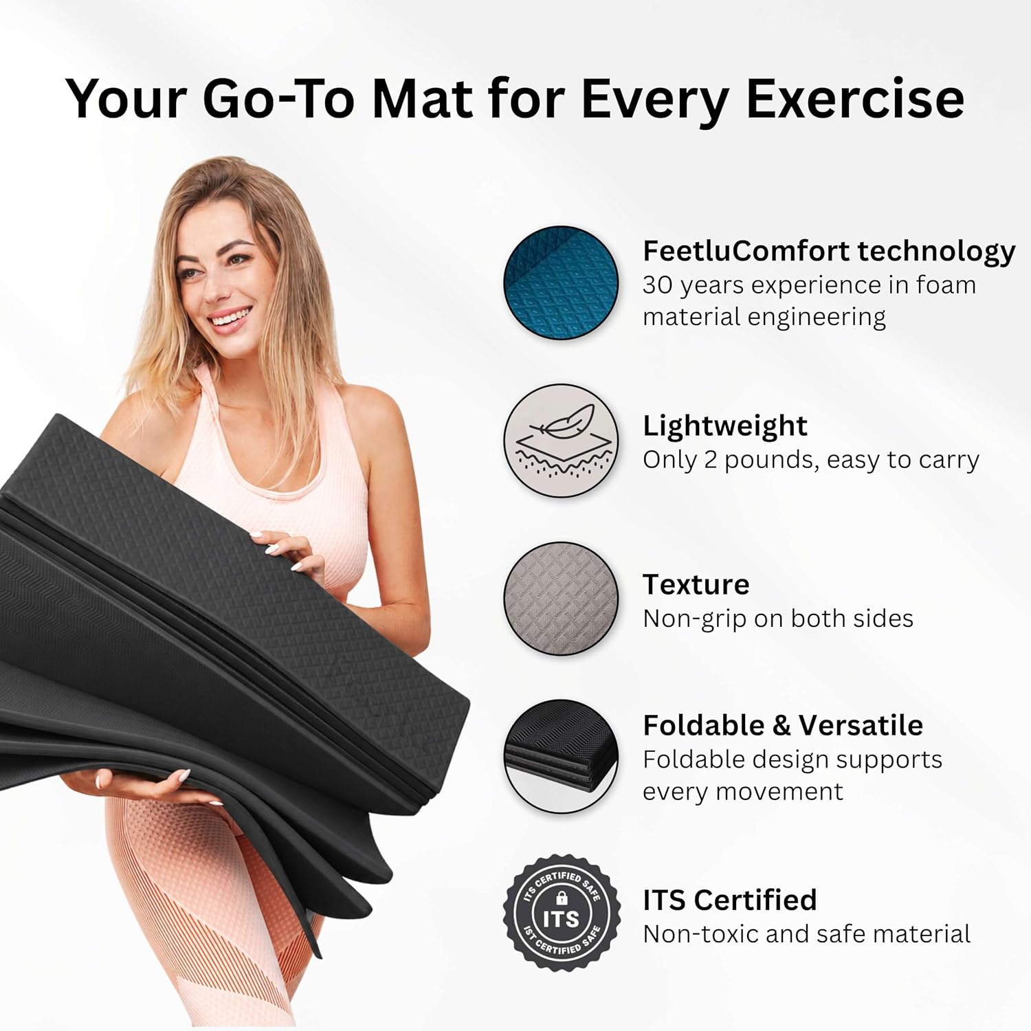 Detalle de Feetlu Foldable Yoga Exercise Mat ๐งโ