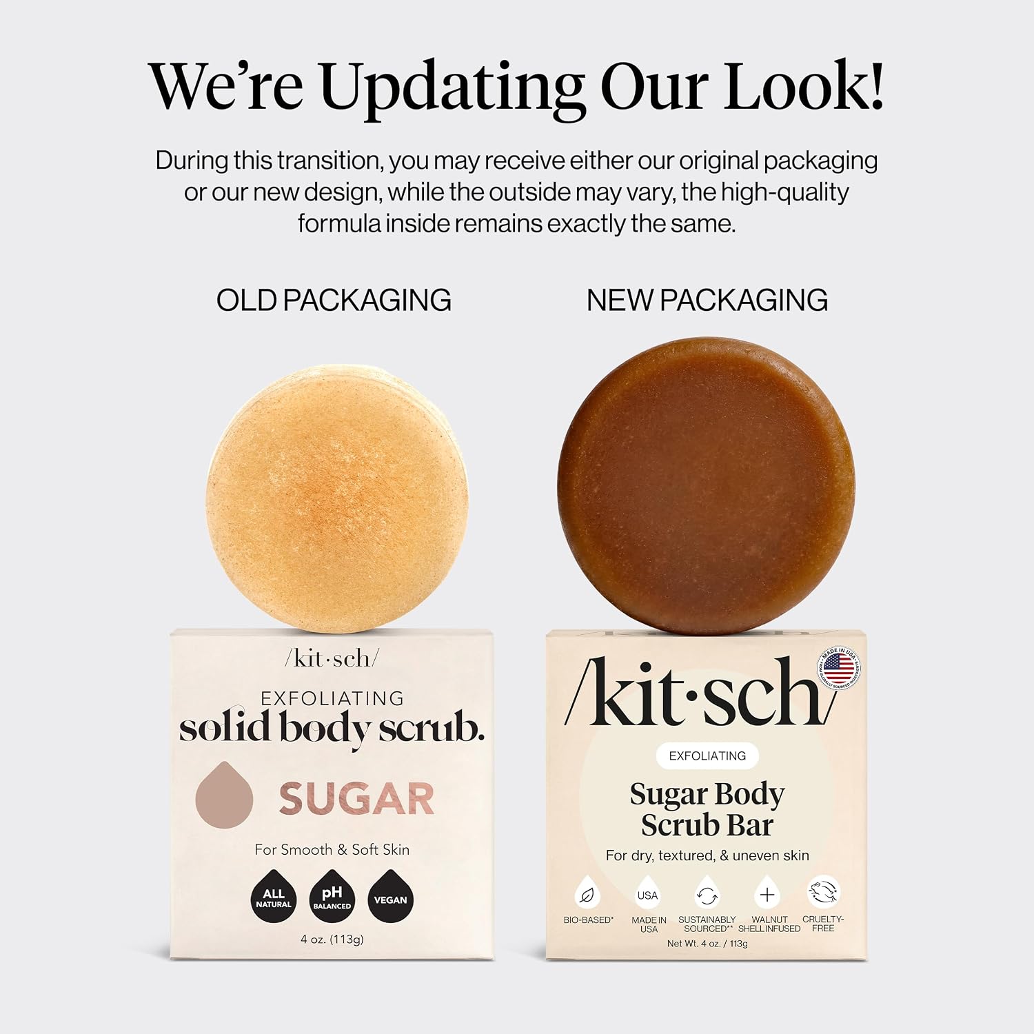 Thumbnail 2 de Kitsch Exfoliating Sugar Body Scrub Bar Soap – Polishing Bar with Walnut Shell & Coconut Oil, 4 oz