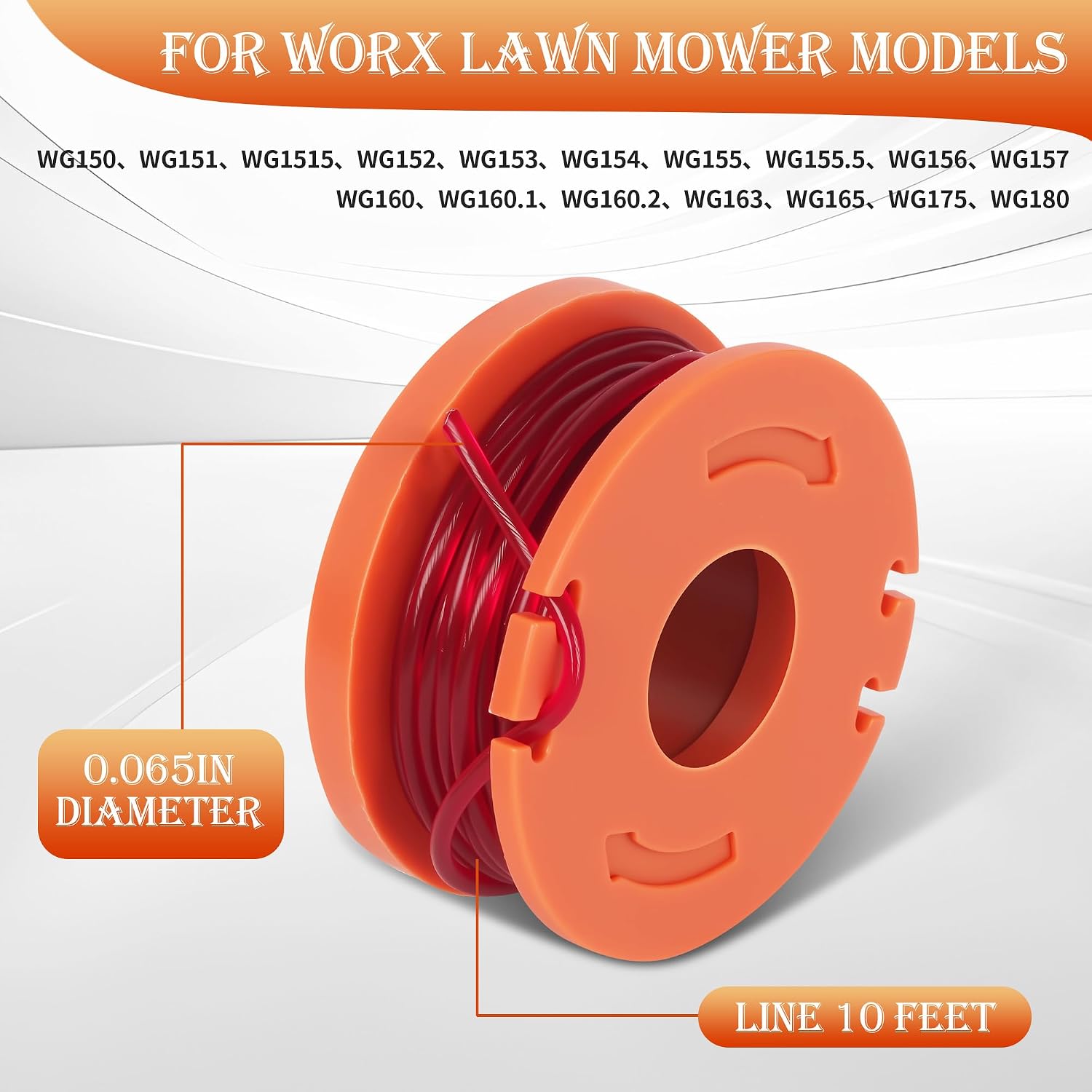 Detalle de 18 vervangspoelen voor Worx-grastrimmers, 1,65 mm × 3 m, met 2 kapjes