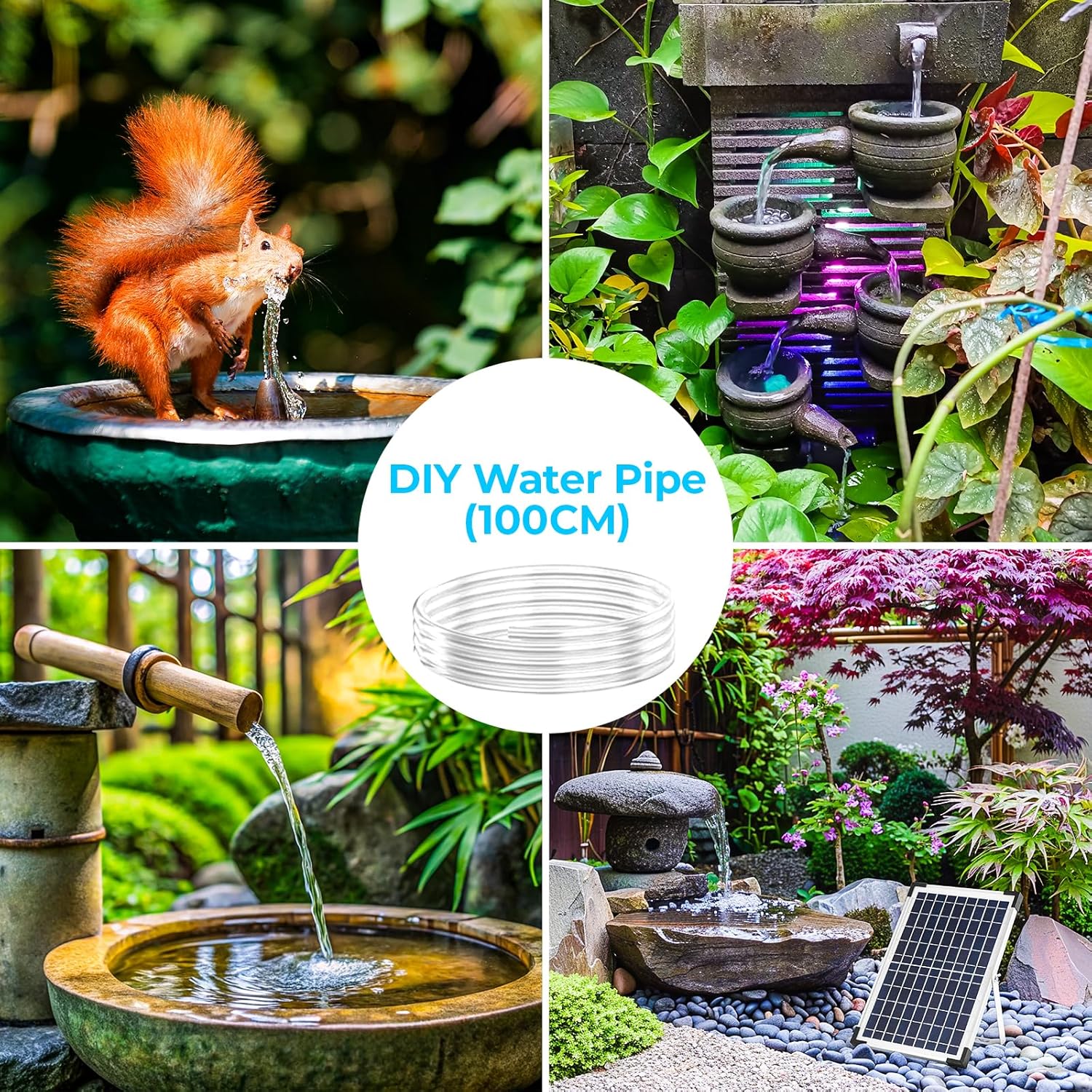 Thumbnail 3 de Clevich 12W Solar Fountain Pump (500L/h) with 1m Tube, 9 Nozzles & 3.25m Cable for Garden Ponds