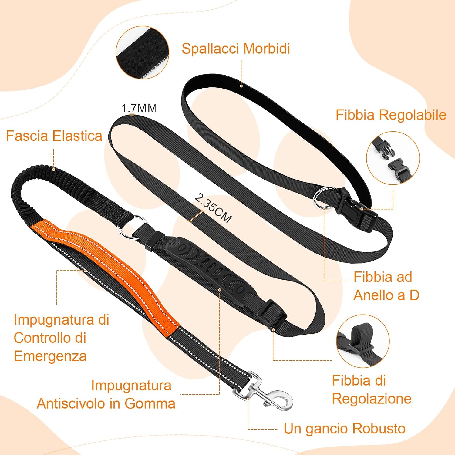 Detalle de X XBEN guinzaglio anti-tiro 2,2 m 4-in-1