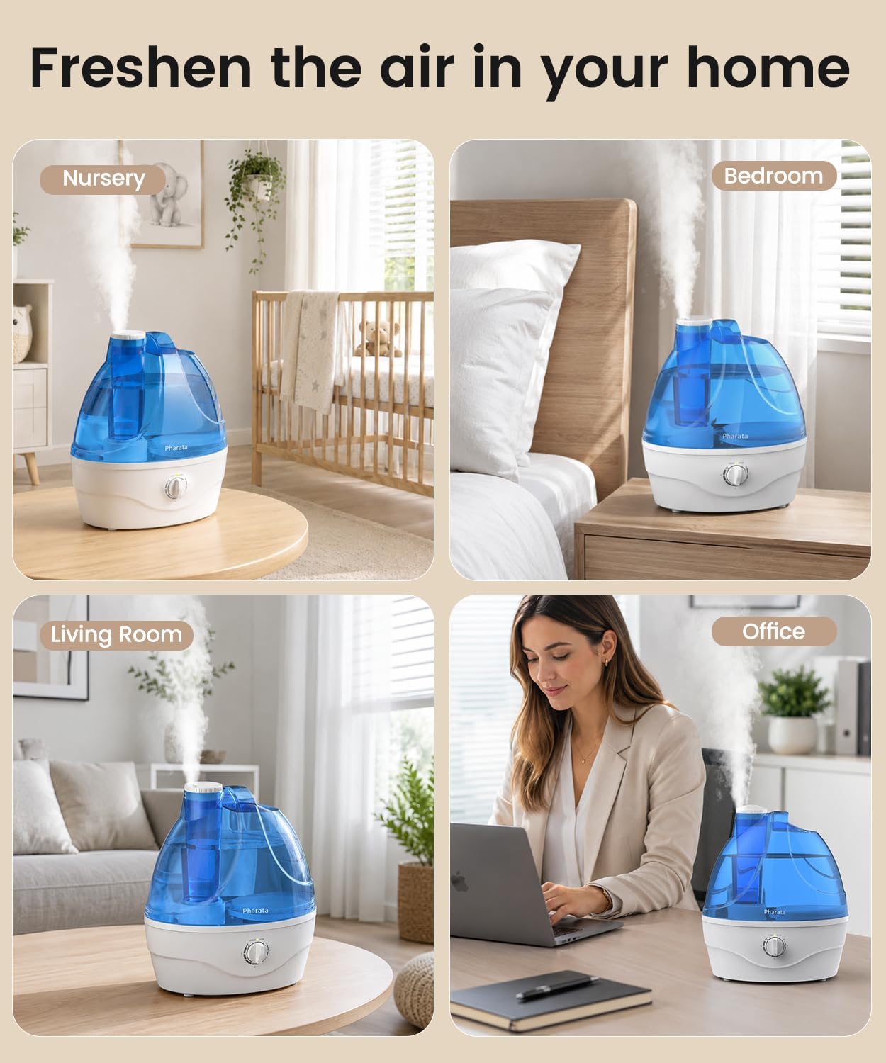 Thumbnail 6 de Pharata 10020A Cool Mist Humidifier, 2.2 L, 360° Nozzle