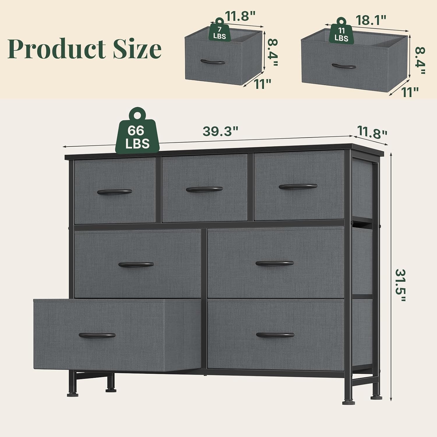Thumbnail 2 de HAPPYMONT Fabric Dresser, 7 Drawers