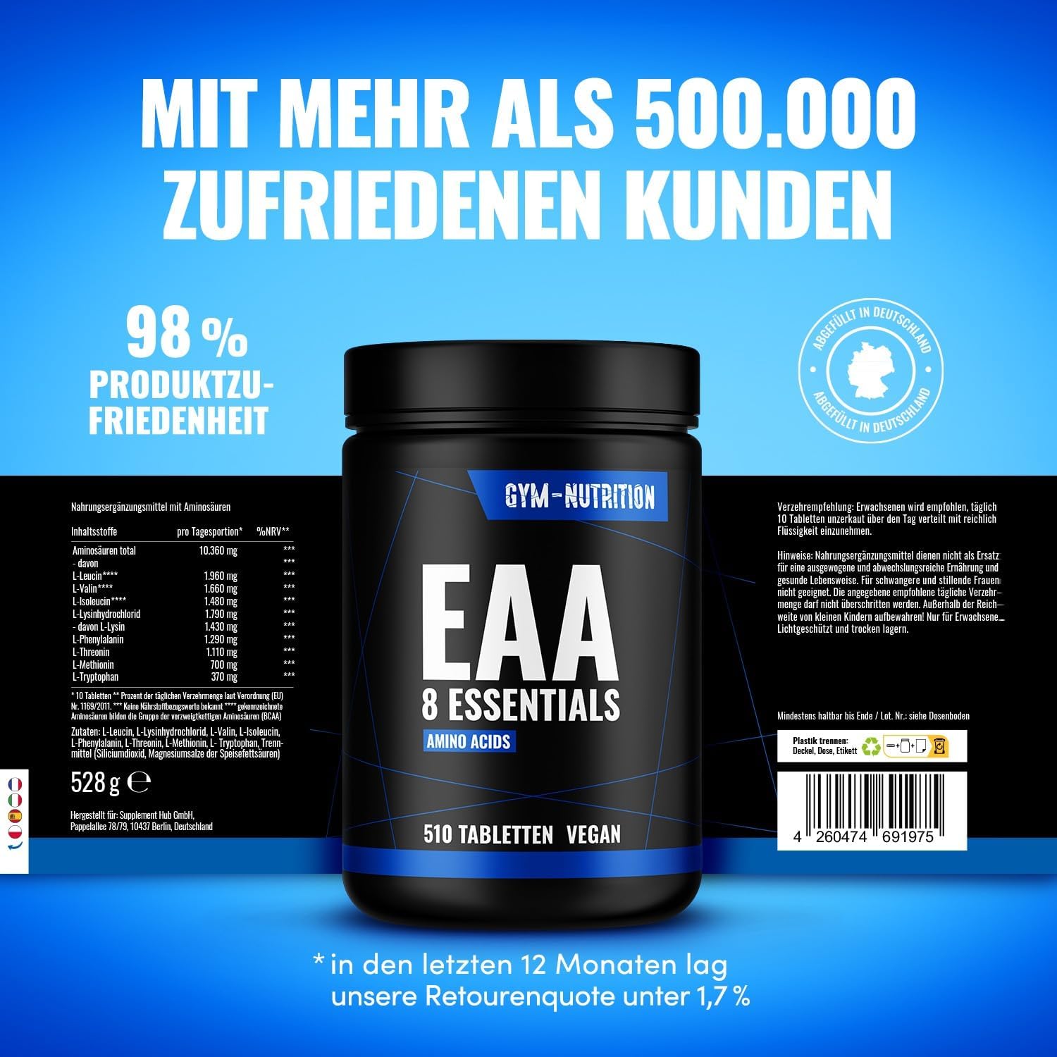 Detalle 1 de Multi Amino EAA Pattern 510x Tabletten