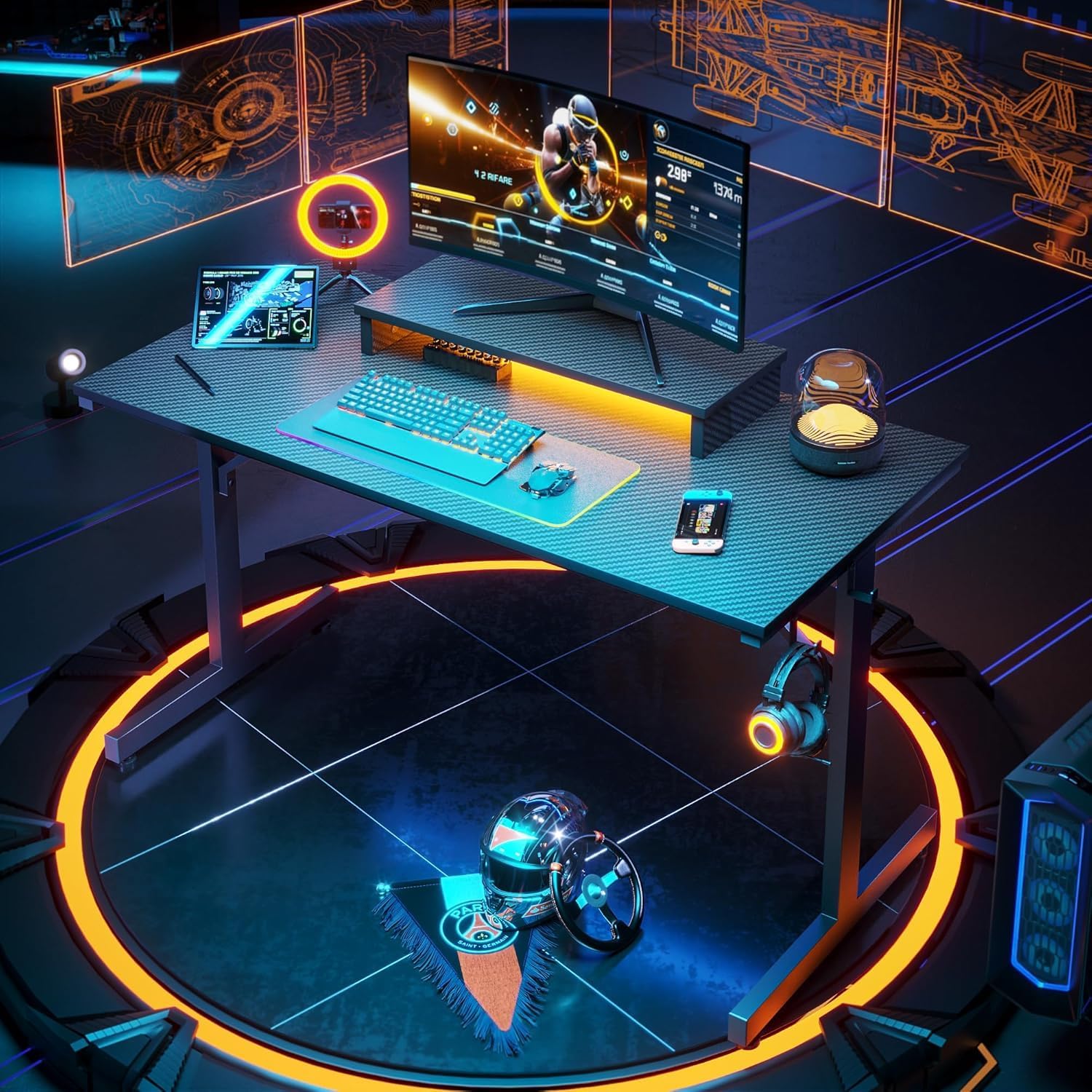Detalle 2 de Bestier 106.6 cm Escritorio gaming LED