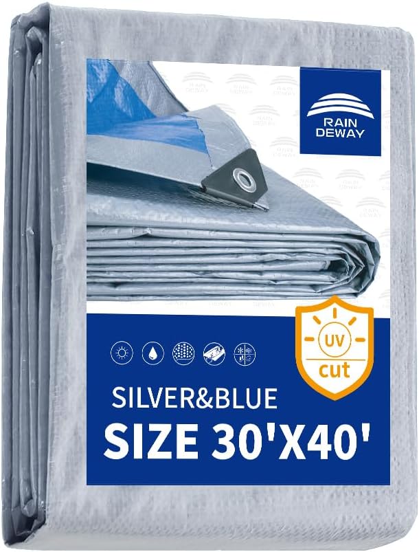 RAINDEWAY 30x40 ft Waterproof Tarp 5.5 mil 🏕