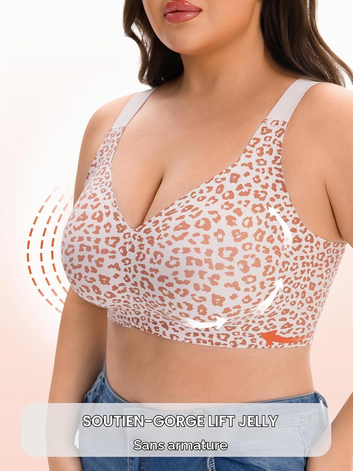 Detalle de HOWIN push-upbeha zonder beugel met volledige bedekking en brede bandjes