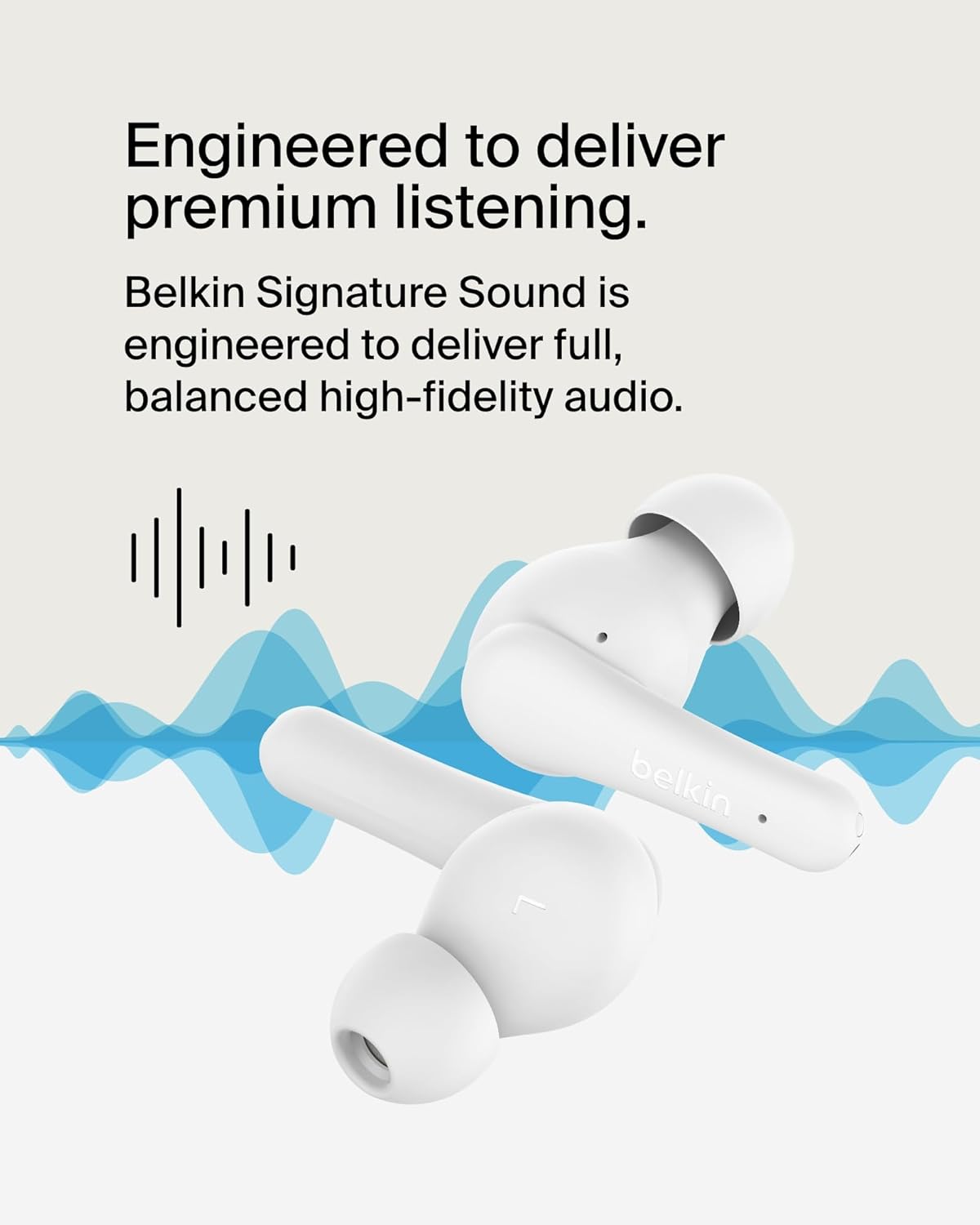 Thumbnail 5 de Belkin SoundForm Rhythm True Wireless Earbuds – 28H Battery, IPX5, USB-C Fast Charge