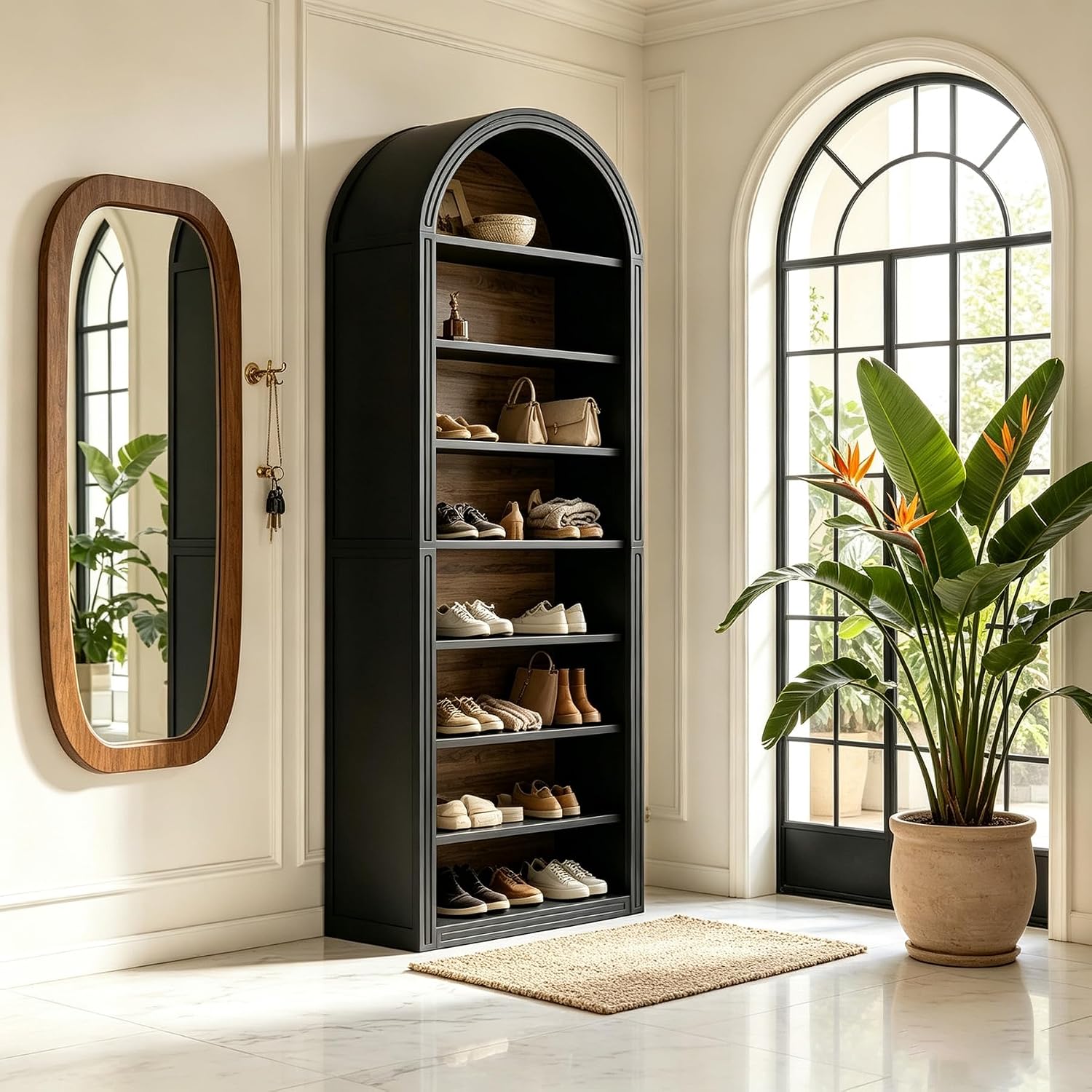 Detalle de LITTLE TREE BBTSC8T 8-Tier Open Shoe Cabinet, 200 cm, Black Brown