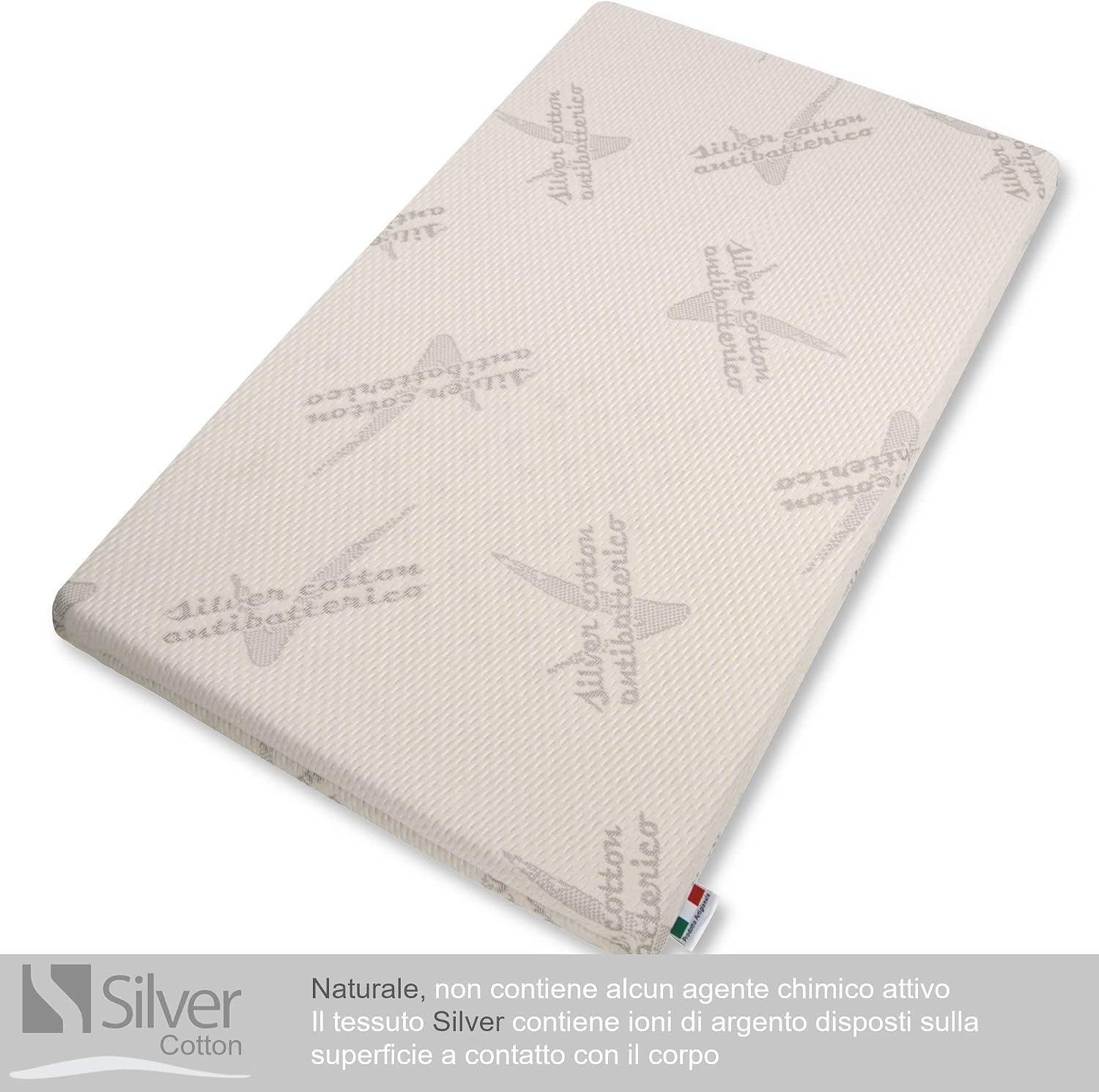 Detalle de Babysanity Materasso Next To Me Sfoderabile Antisoffoco con Silver AG+ EN16890:2017