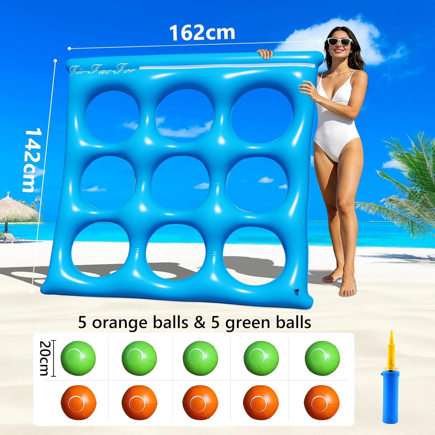Detalle de Luxfero Tic-Tac-Toe gonflable pour piscine – Jeu géant 2 à 10 joueurs
