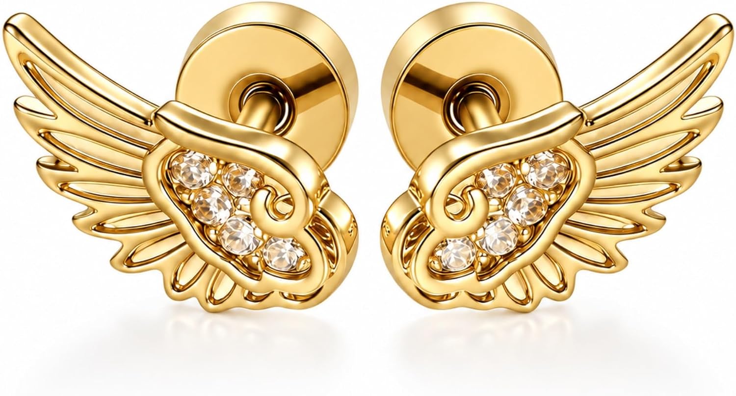 Thumbnail 6 de Angel Wing Stud Earrings in Stainless Steel