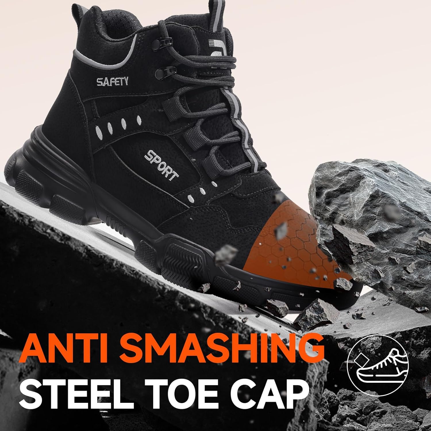 Detalle 2 de GUYISA PRO steel toe cap safety boots with Kevlar midsole – lightweight puncture-resistant work footwear
