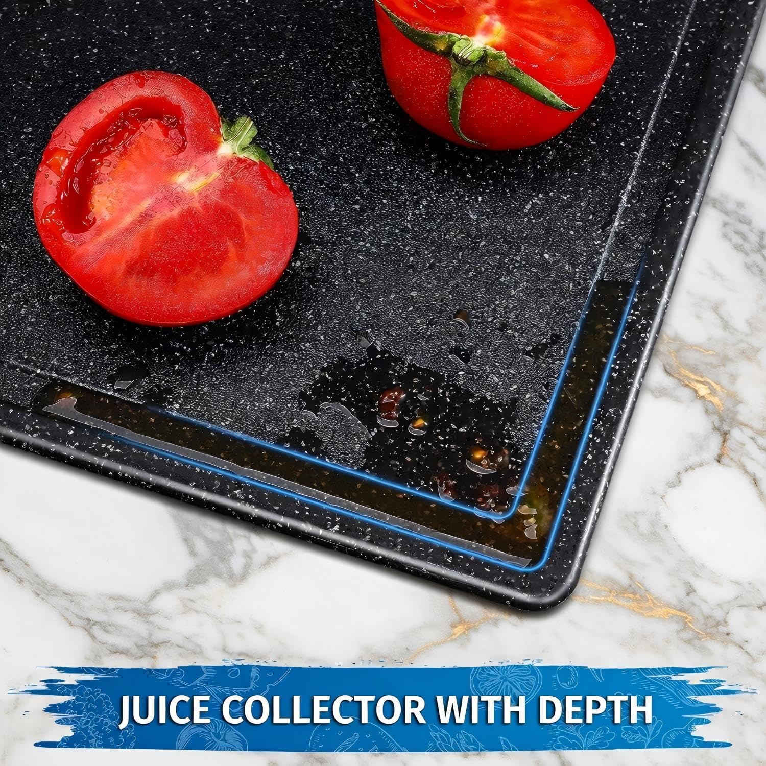 Detalle de DIFULI Schneidebrett Set 3-teilig Granitoptik
